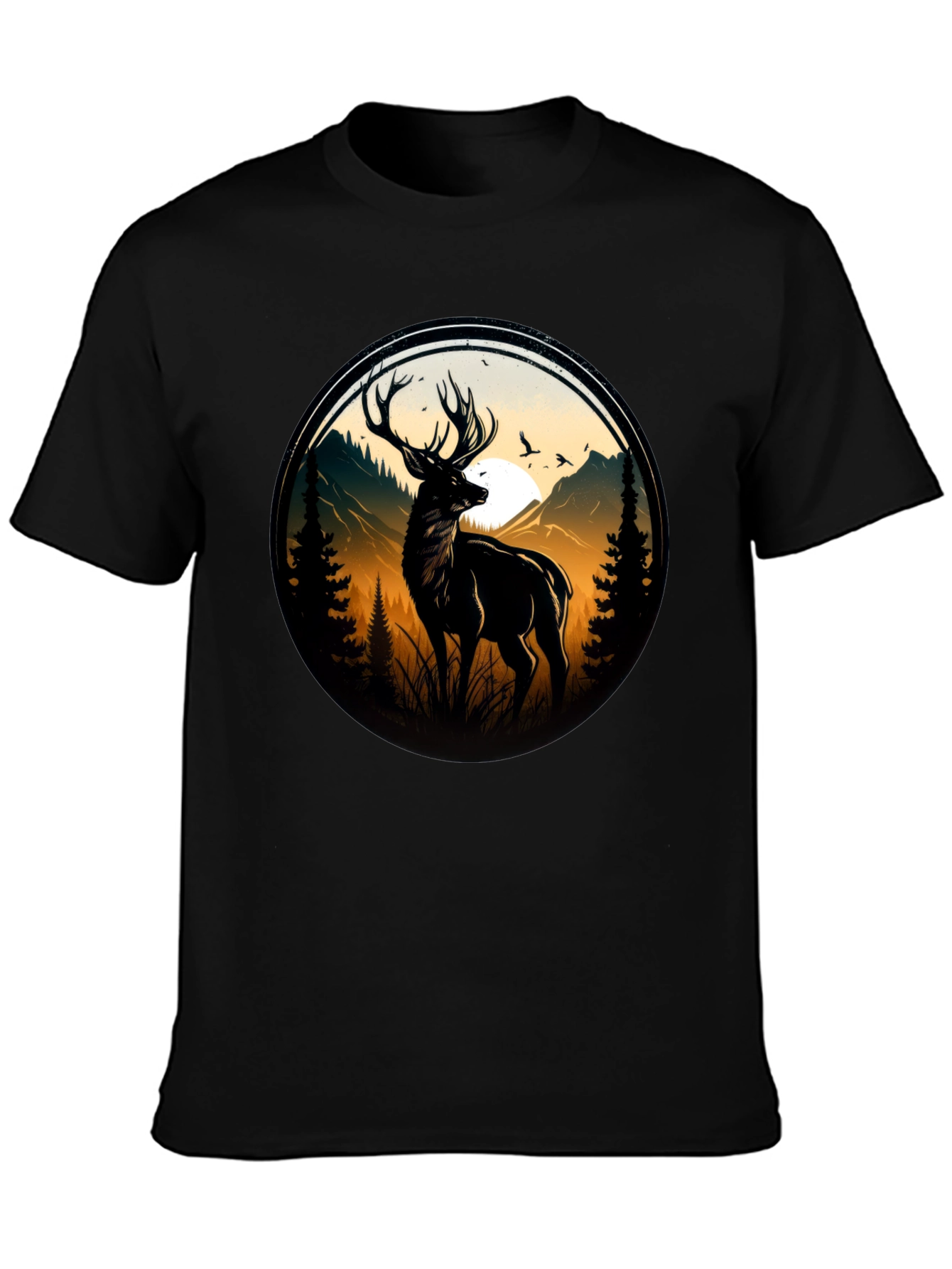 Black Deer Silhouette Graphic Tee - Black view 3