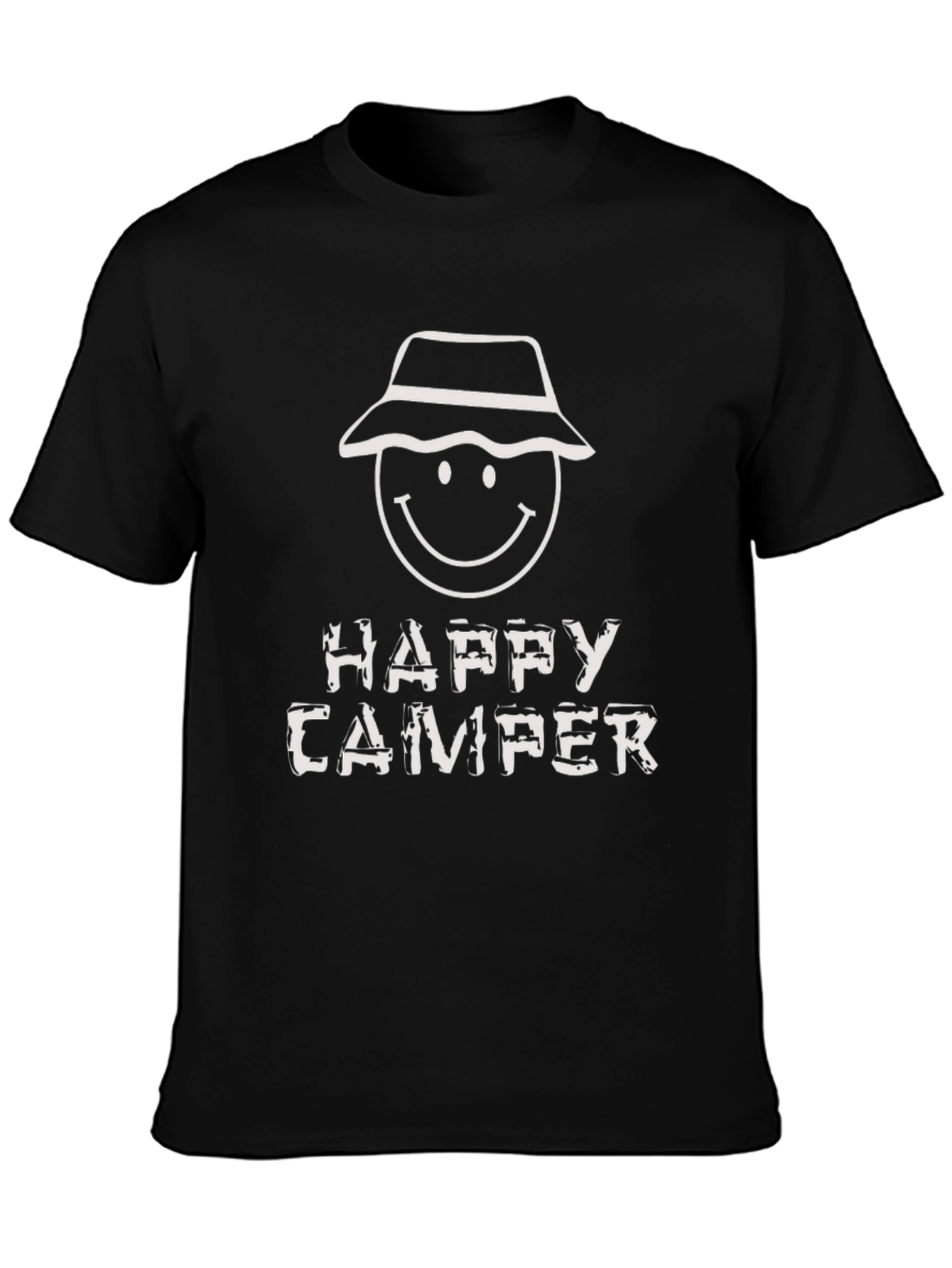 Black Happy Camper Graphic Tee - Black Cotton T-Shirt view 3