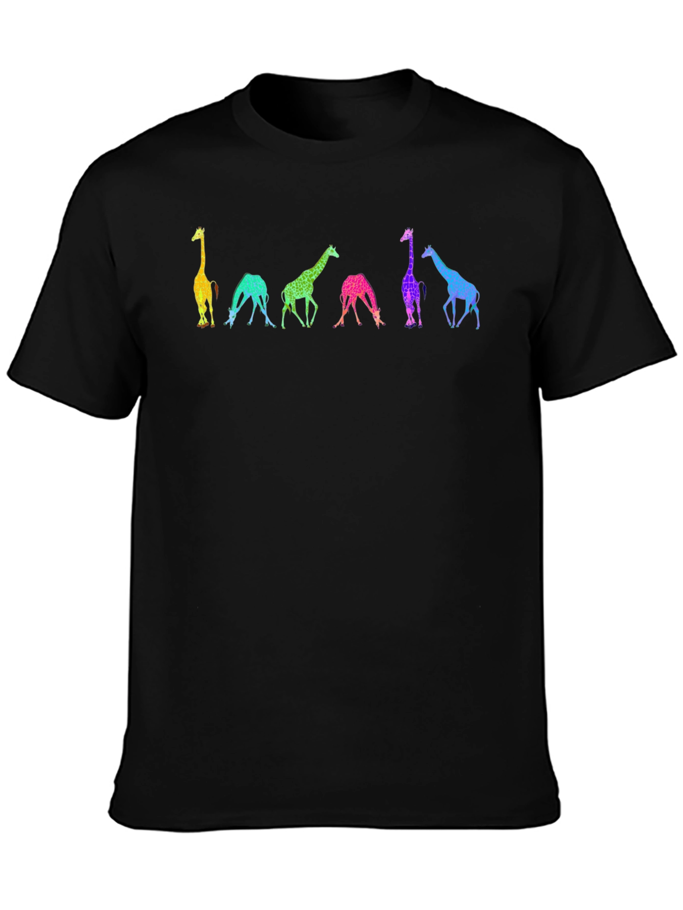 Black Rainbow Giraffe Graphic Tee - Unique Animal Shirt view 3