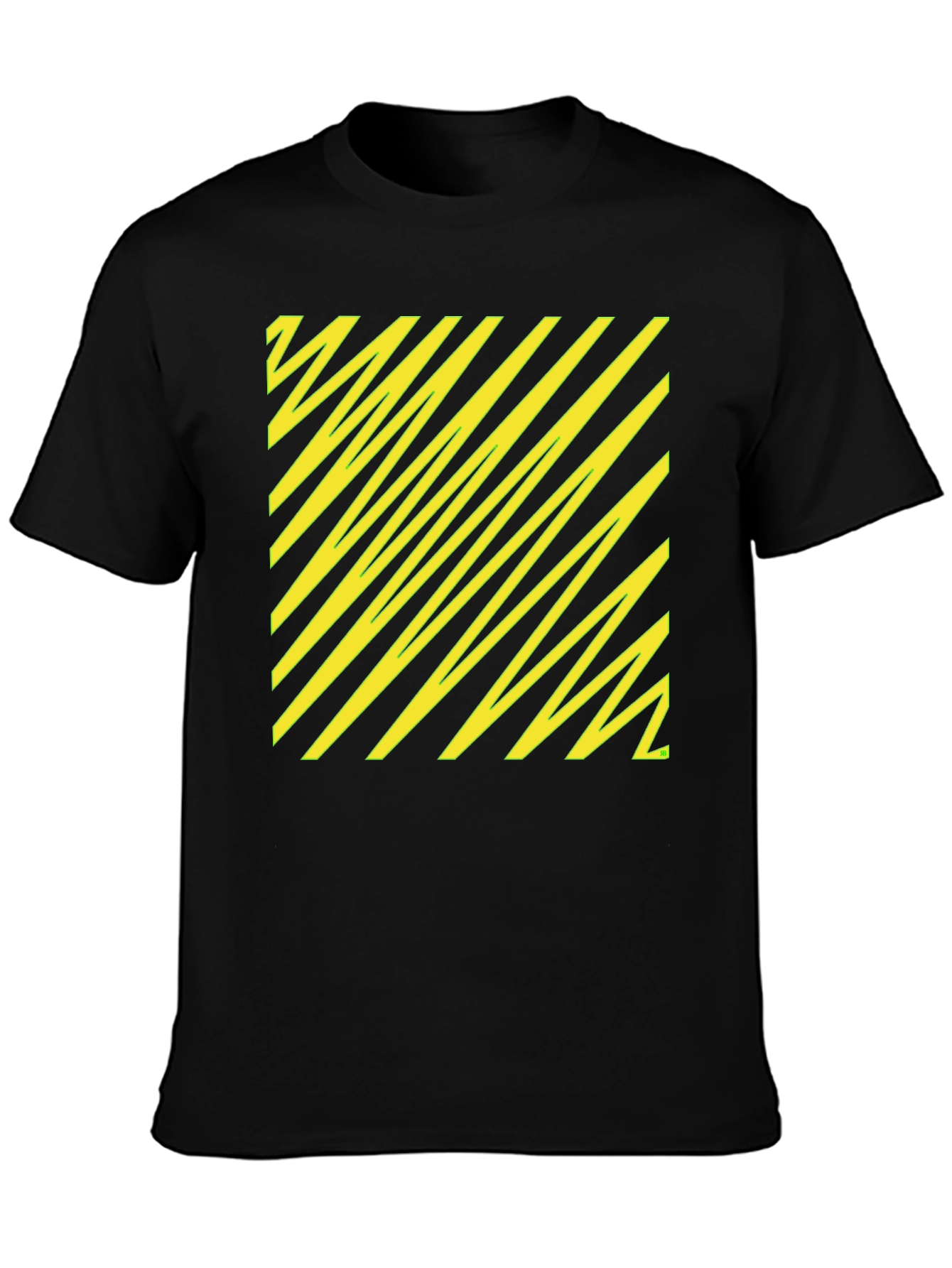 Black Black Tee with Yellow Diagonal Pattern view 3