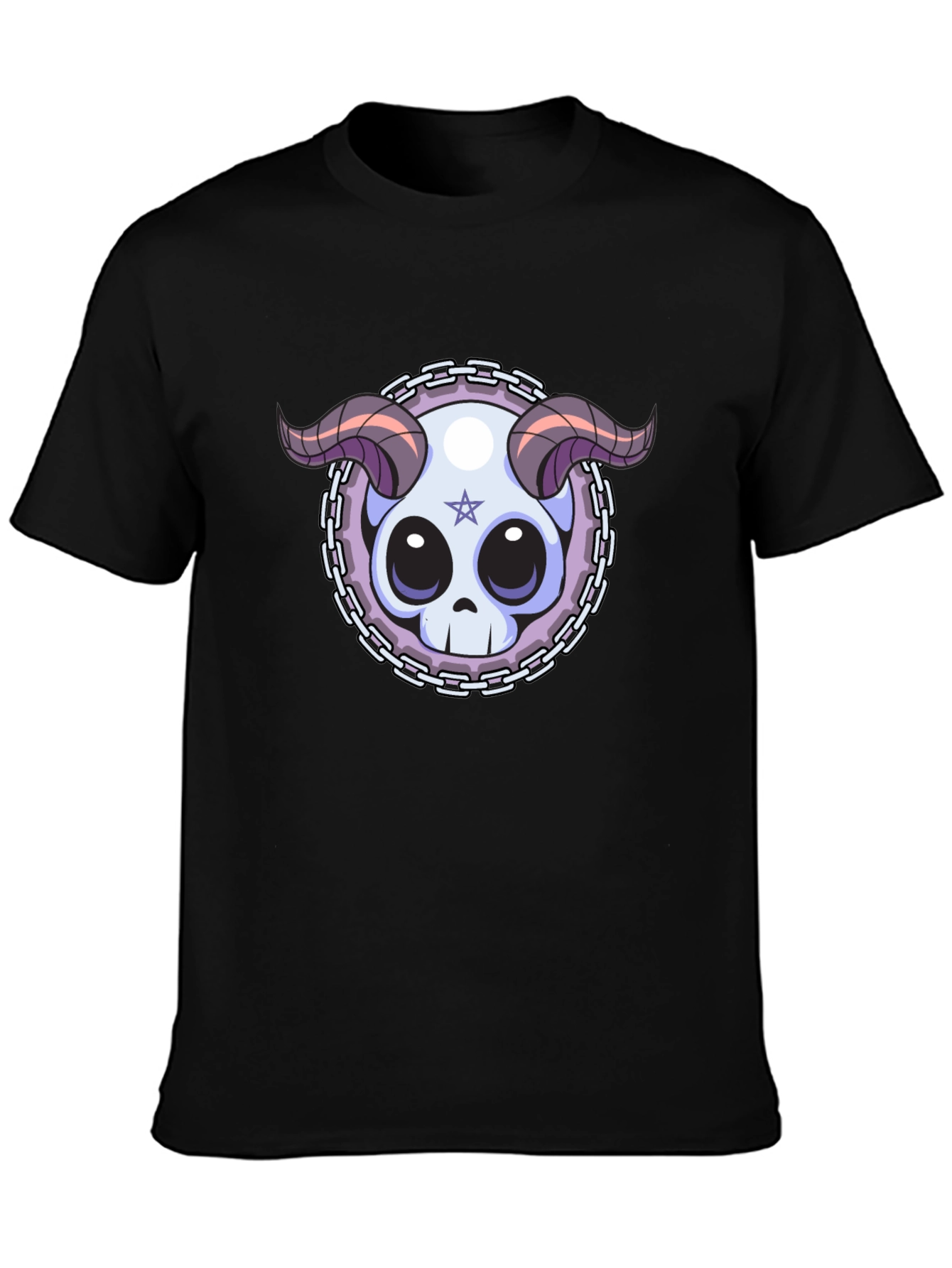 Black Skull & Horns Graphic Tee - Edgy Style view 3