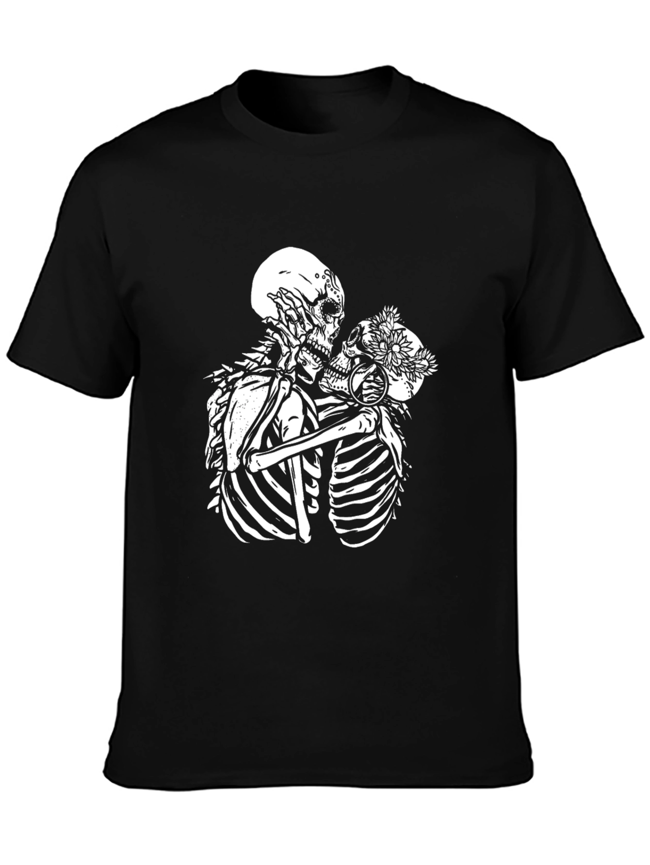 Black Skeleton Lovers Black Graphic T-Shirt view 3