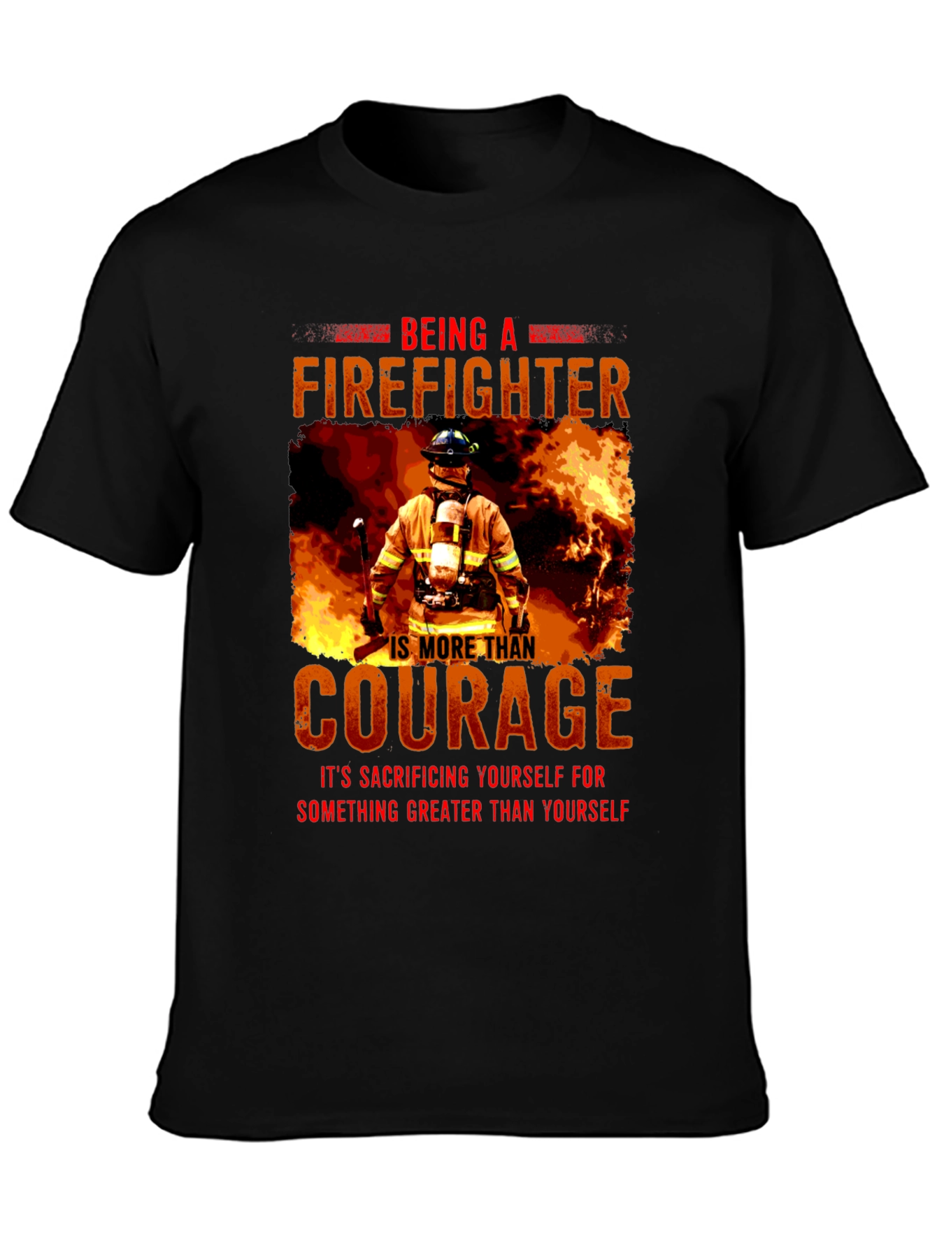 Black Firefighter Courage T-Shirt view 3