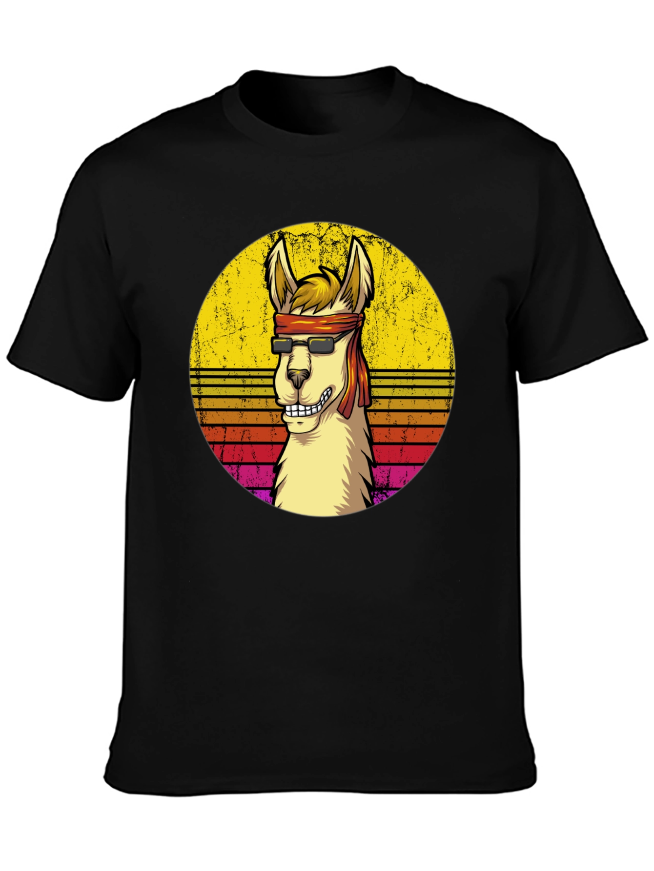 Black Retro Llama Graphic T-Shirt view 3