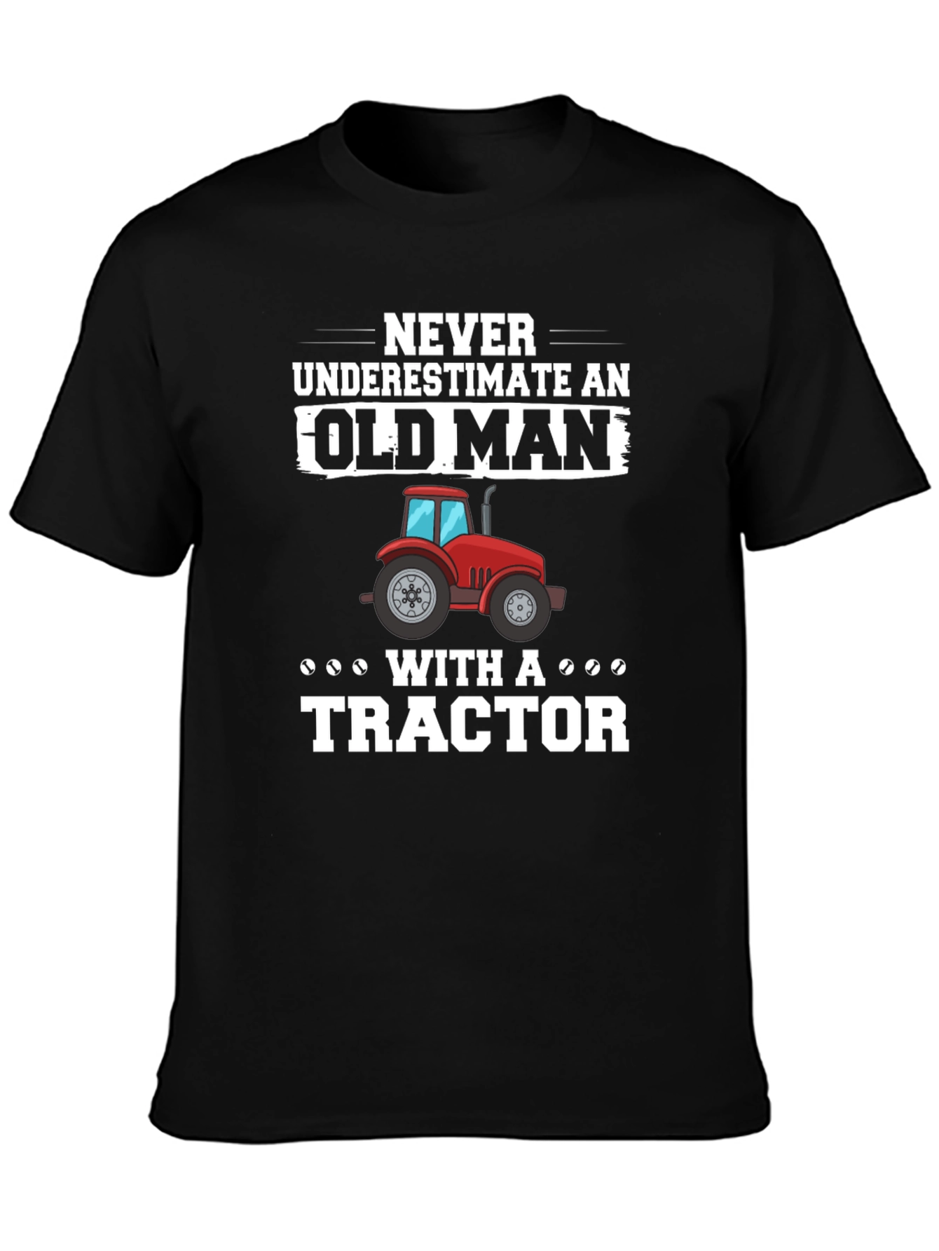 Black Old Man Tractor Graphic T-Shirt - Black view 3