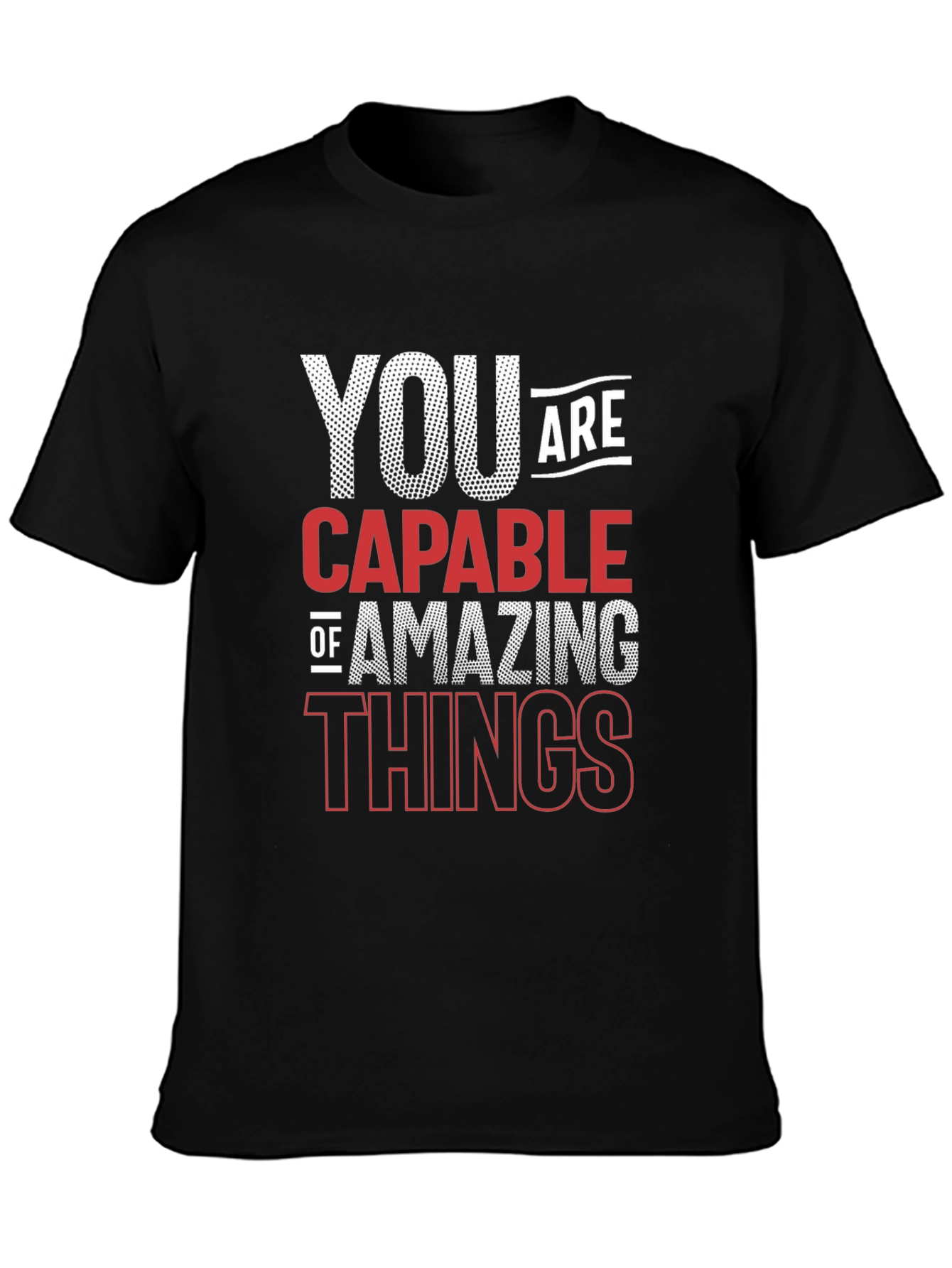 Black Motivational Graphic Tee - You Are Capable view 3