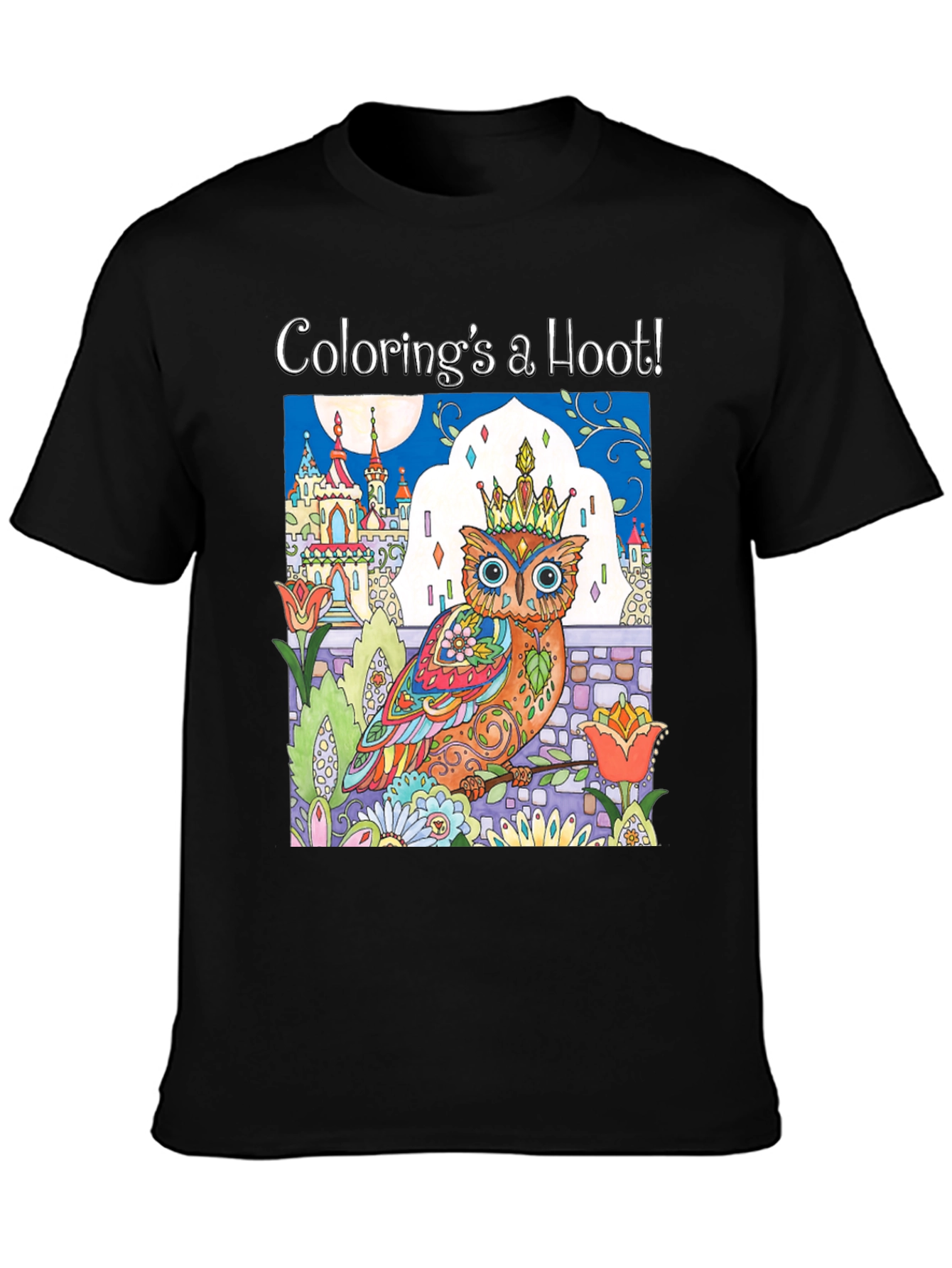 Black Coloring's a Hoot! Owl T-Shirt view 3