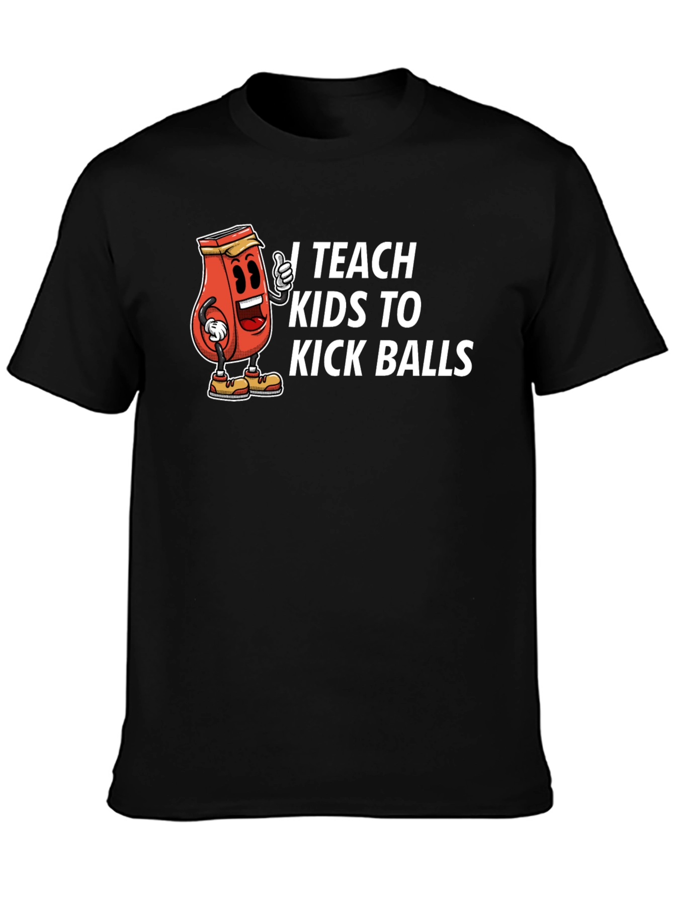 Black Funny I Teach Kids to Kick Balls Graphic T-Shirt view 3
