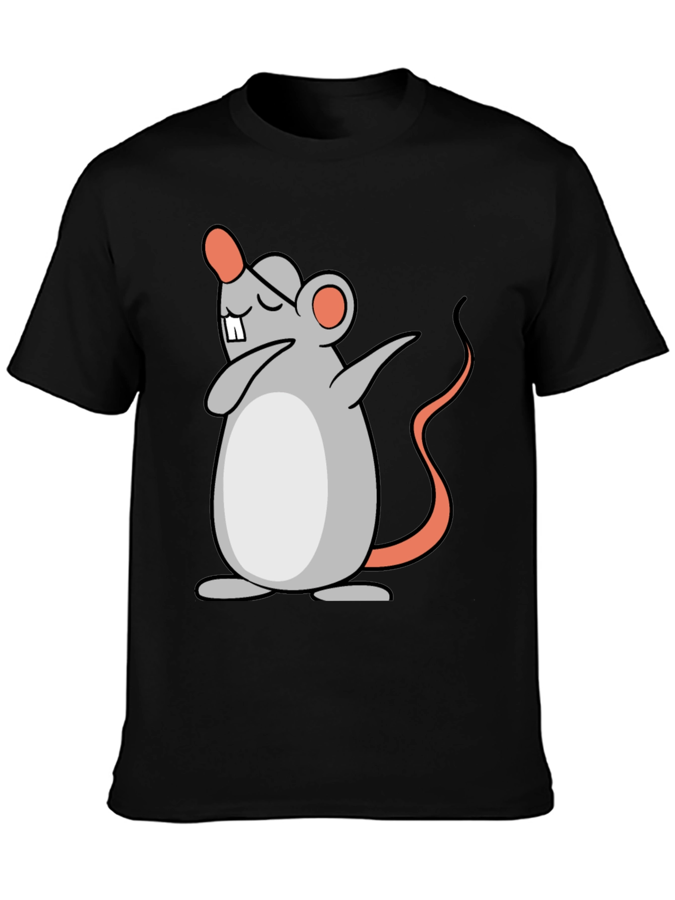 Black Dabbing Mouse Graphic Tee - Black Cotton T-Shirt view 3