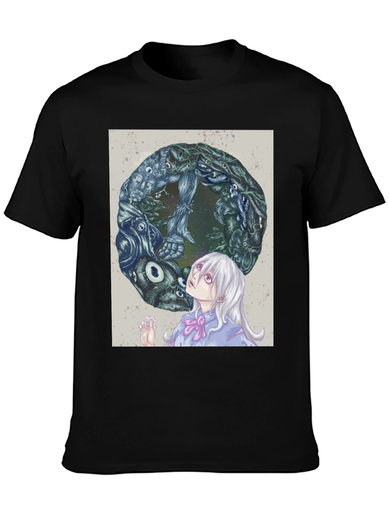 Black Anime Graphic Print Black T-Shirt view 3