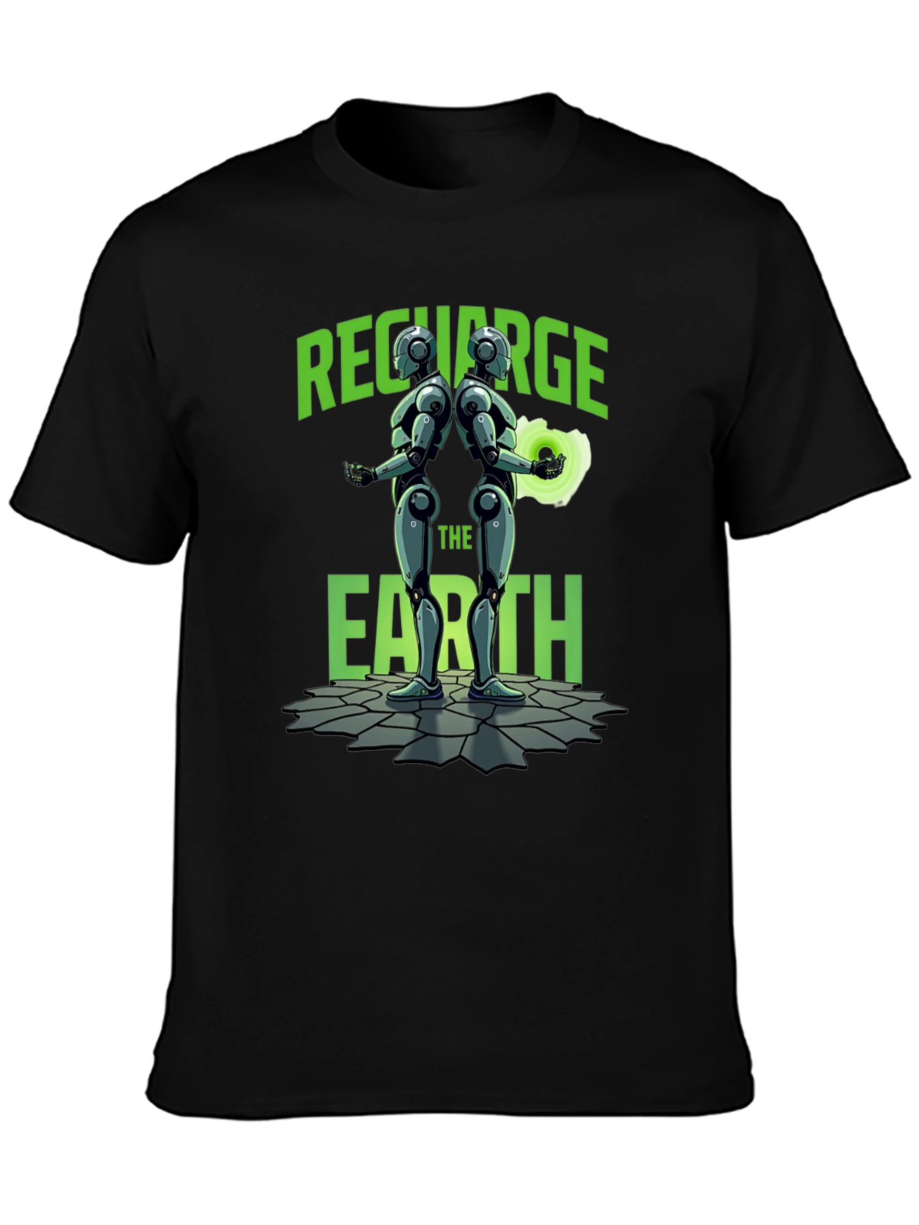 Black Recharge The Earth Graphic T-Shirt - Black view 3