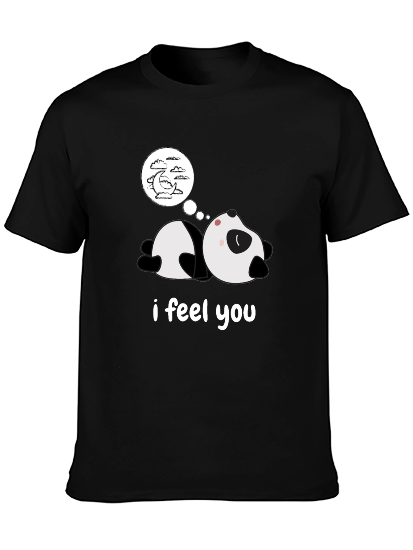 Black Dreamy Panda Black T-Shirt - I Feel You view 3
