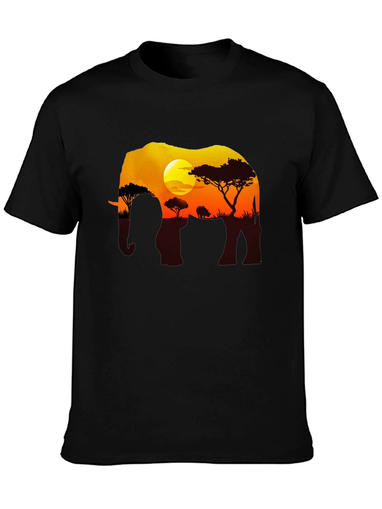 Black Elephant Sunset Graphic Tee - Black Safari Shirt view 3