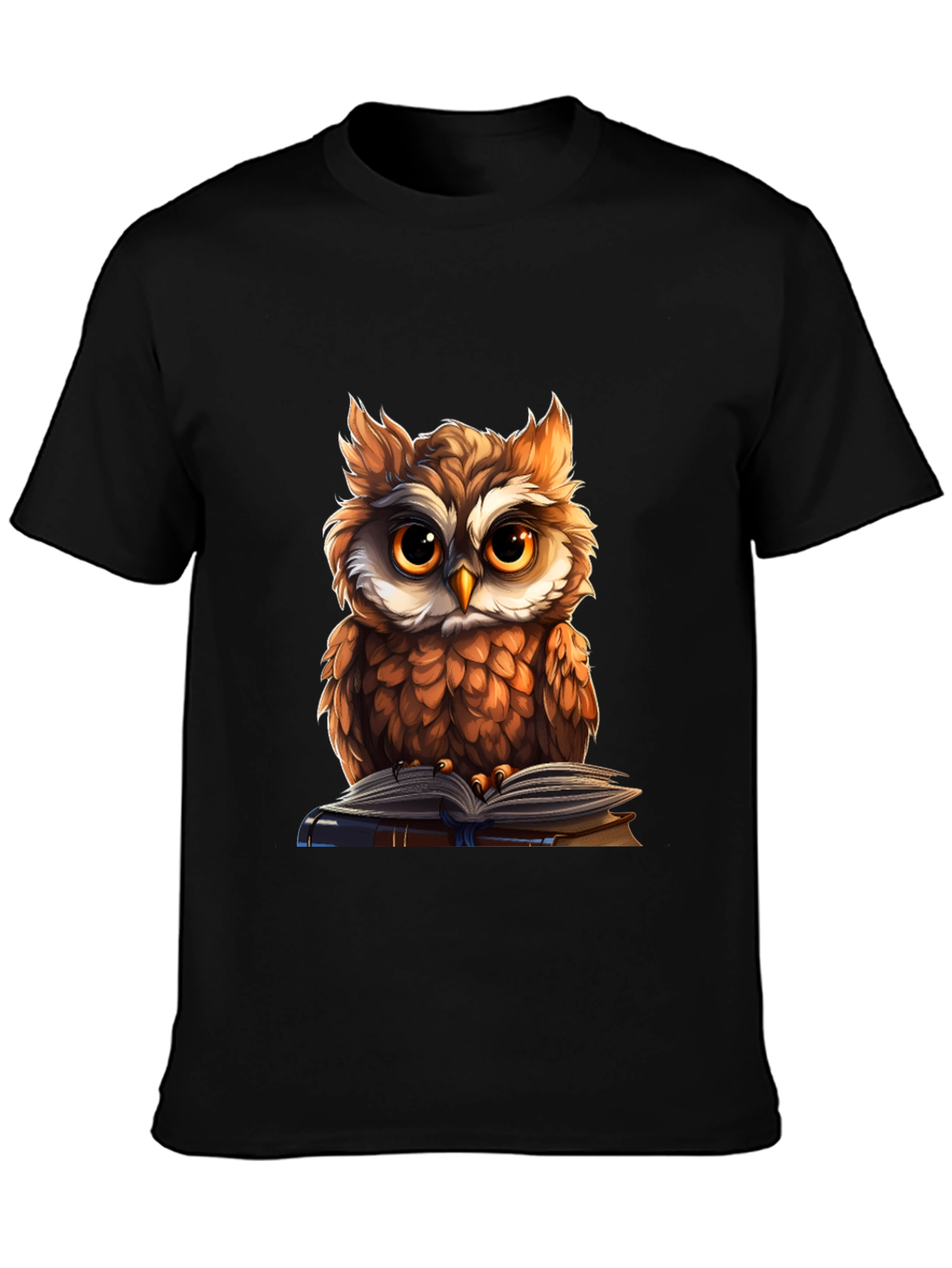 Black Owl Reading Book Graphic Tee view 3
