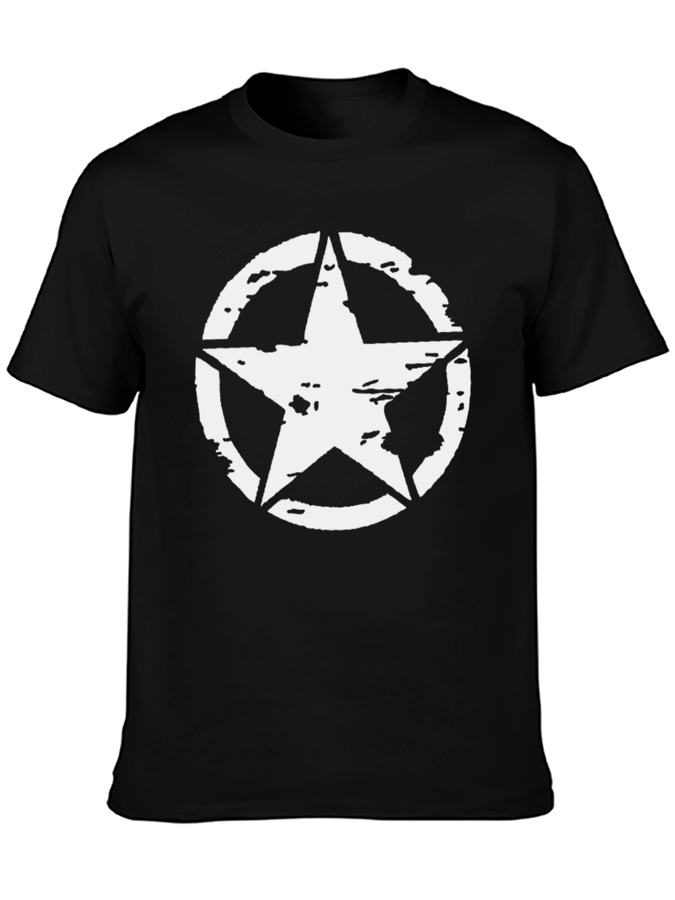 Black Distressed Star Graphic Tee - Black Cotton Blend Shirt view 3