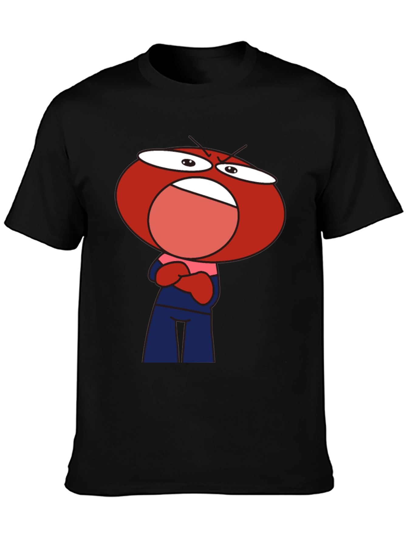 Black Angry Red Head Cartoon T-Shirt view 3