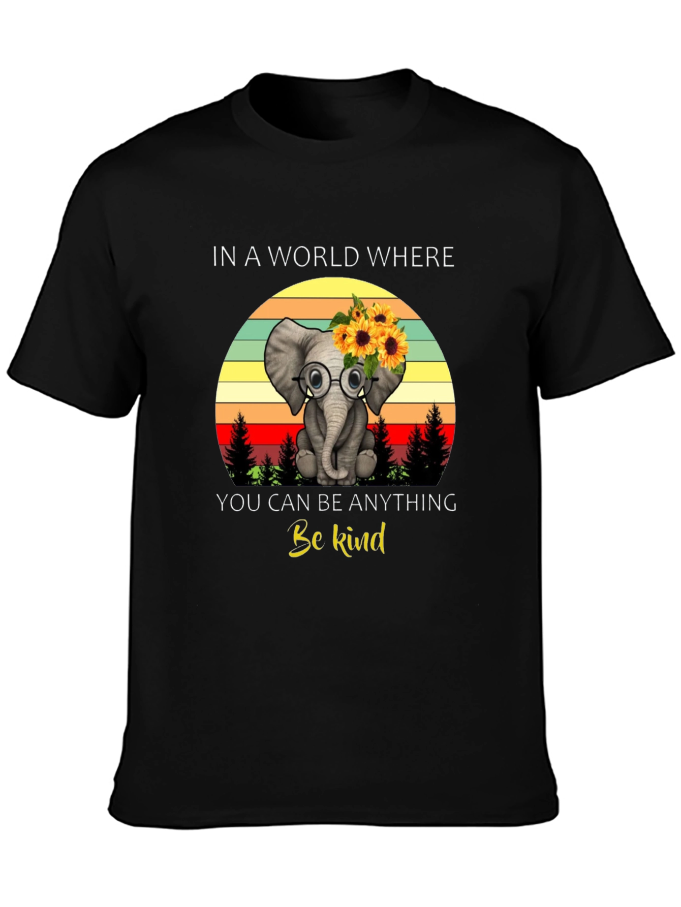Black Be Kind Elephant T-Shirt view 3