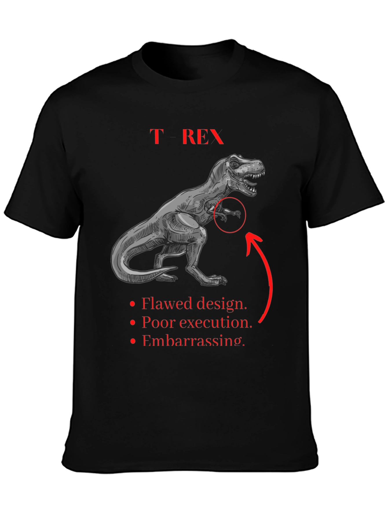 Black T-Rex Graphic Tee: Funny Dinosaur Shirt view 3