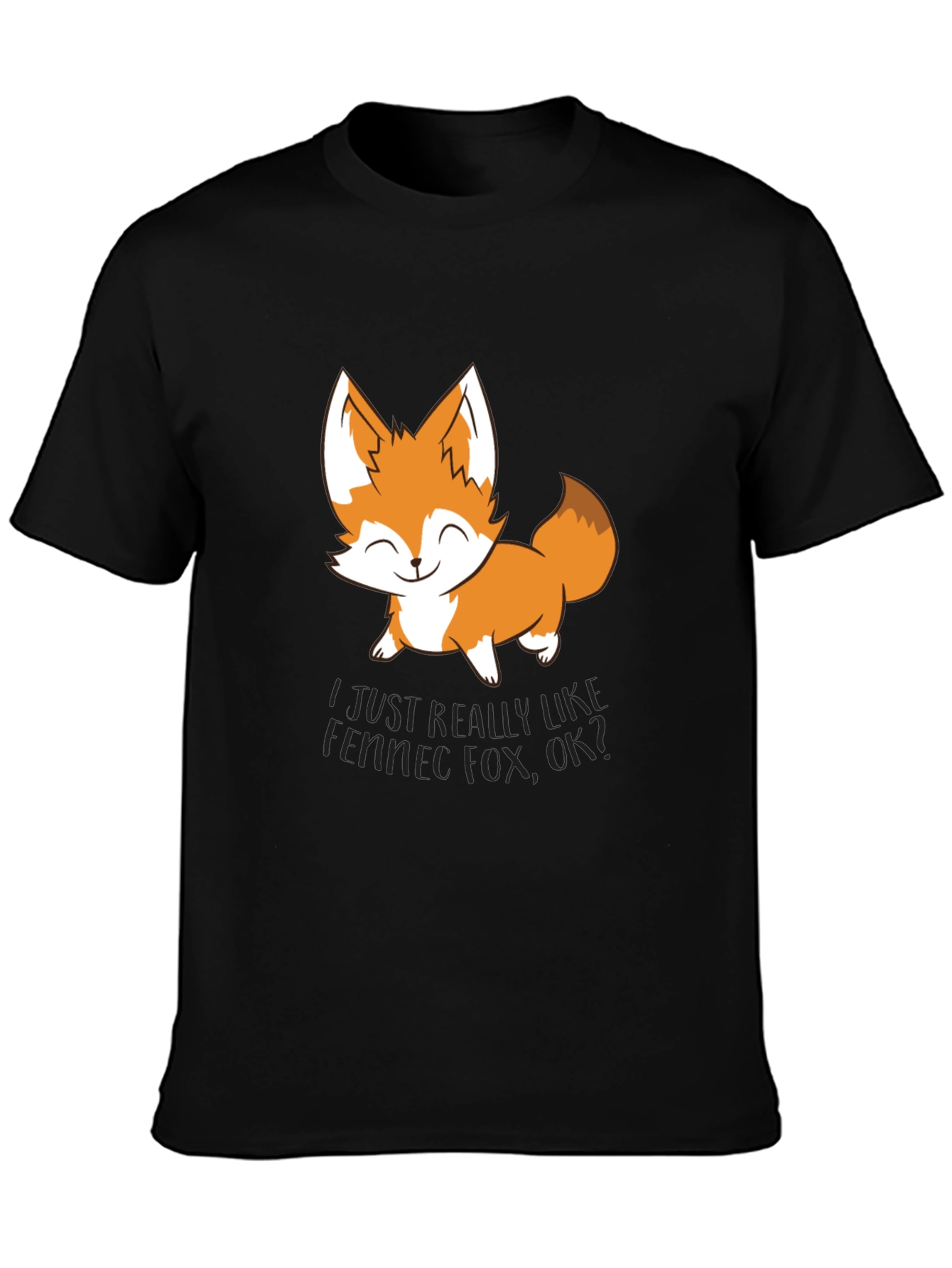Black Cute Fox Graphic T-Shirt - Unisex Black Tee view 3