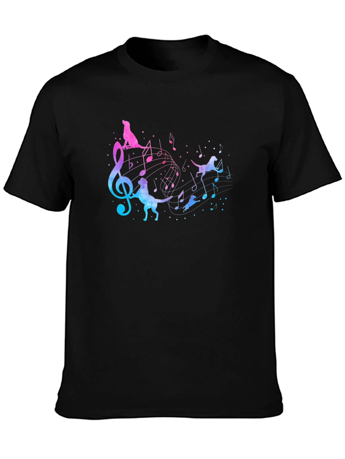 Black Dog Music Lover Black T-Shirt view 3
