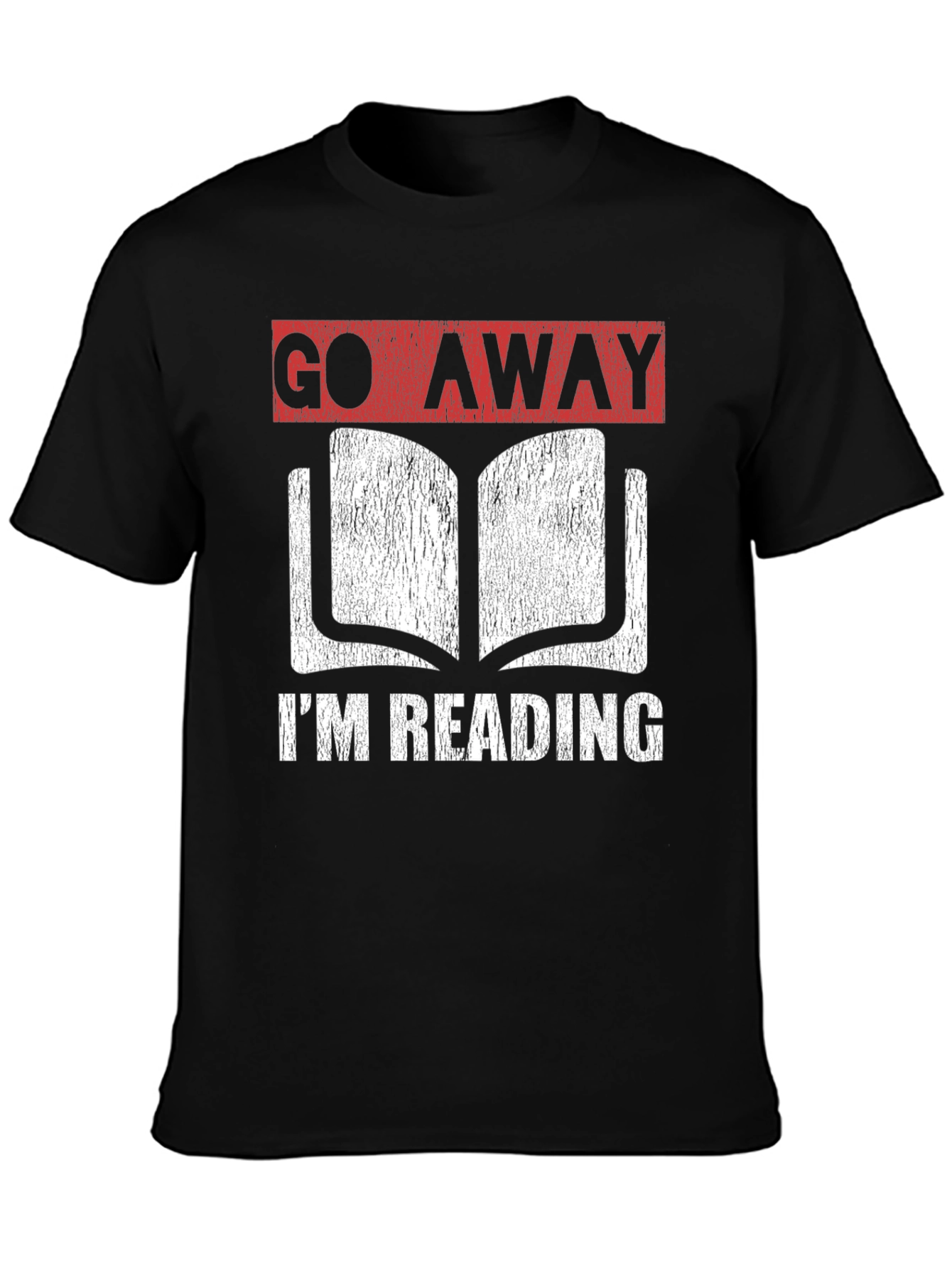 Black Go Away I'm Reading Graphic T-Shirt - Book Lover Tee view 3
