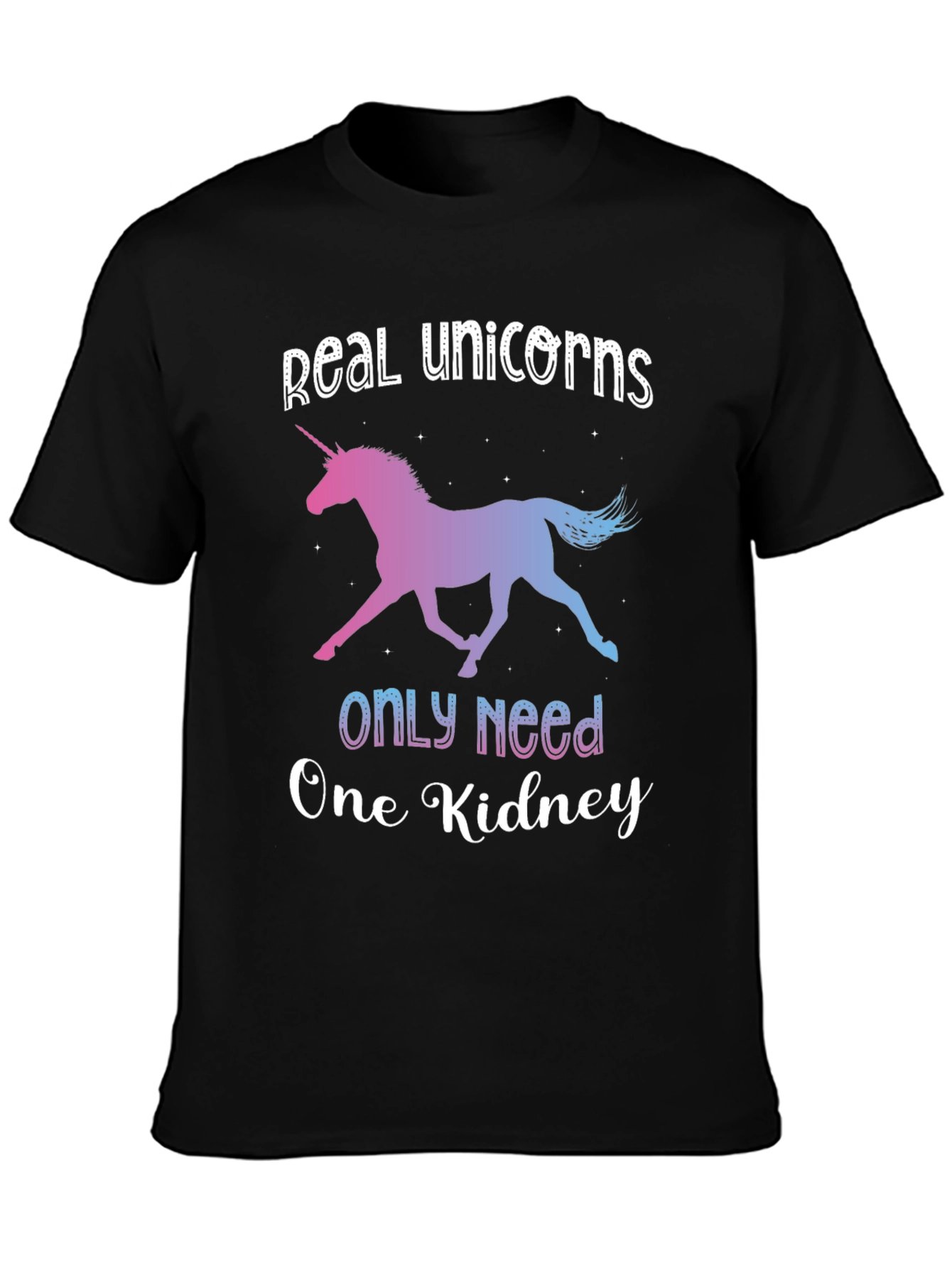Black Real Unicorns One Kidney Novelty T-Shirt view 3