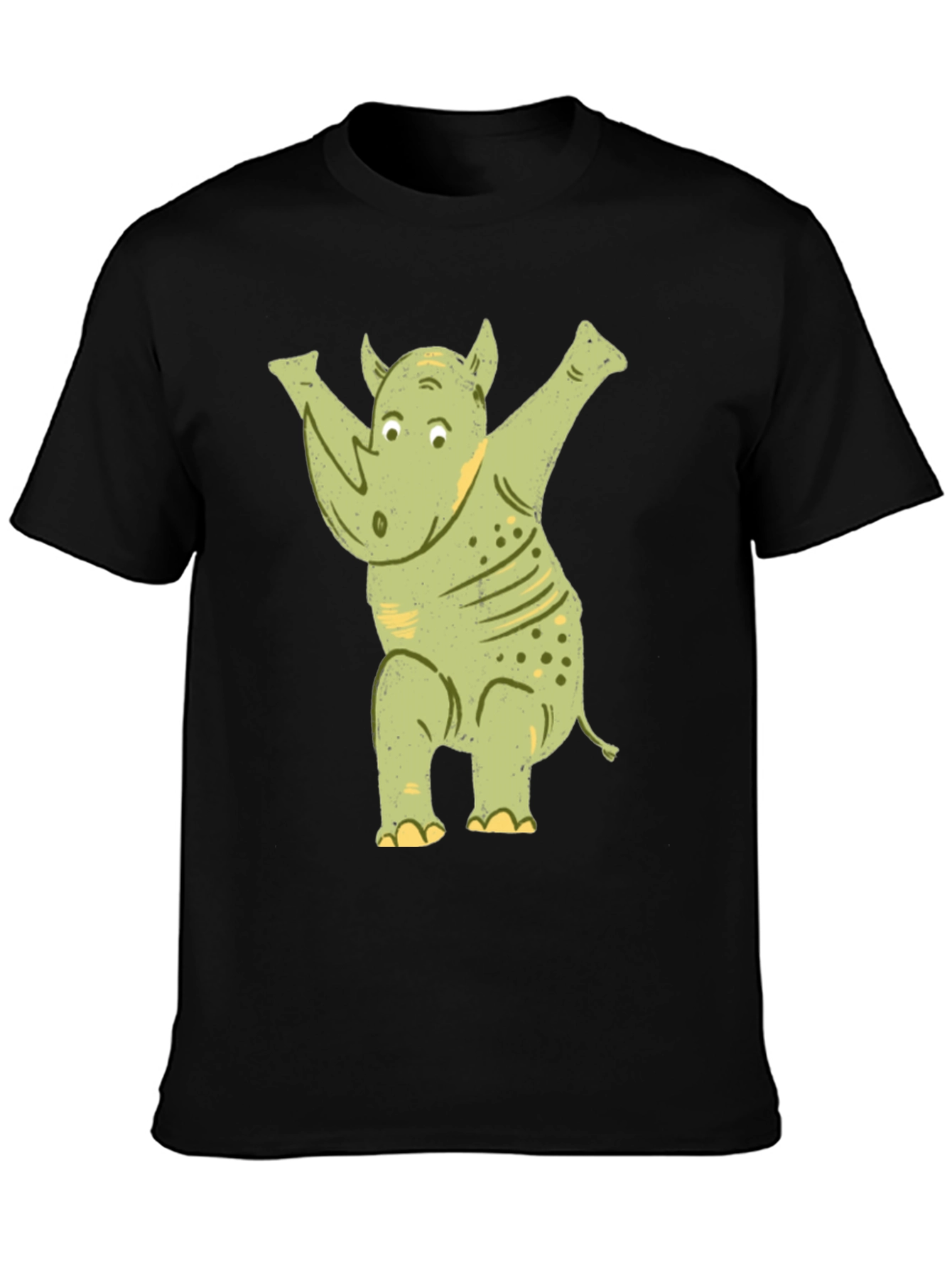 Black Funny Rhino Dab T-Shirt view 3
