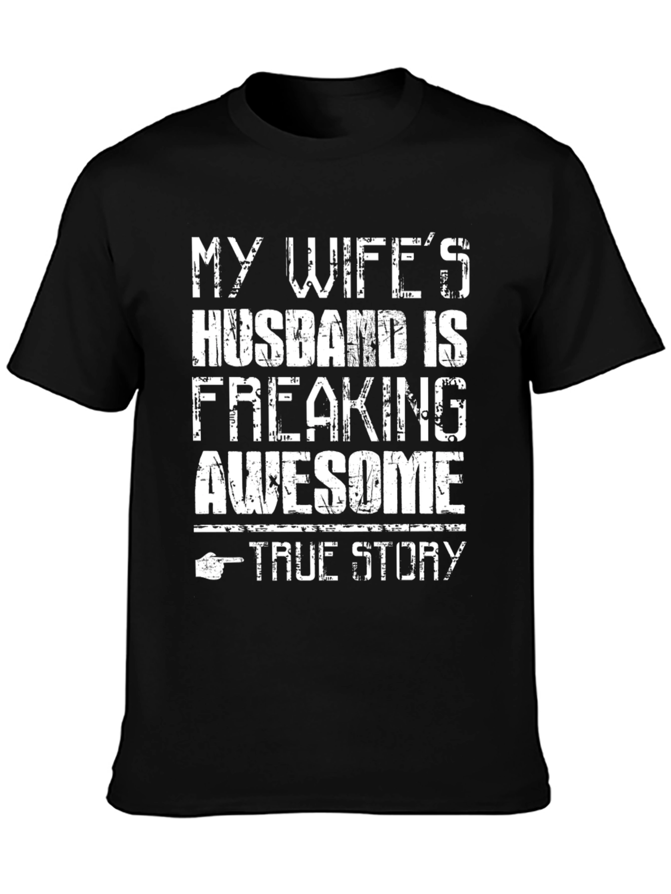 Black My Wife's Husband is Awesome Graphic T-Shirt view 3