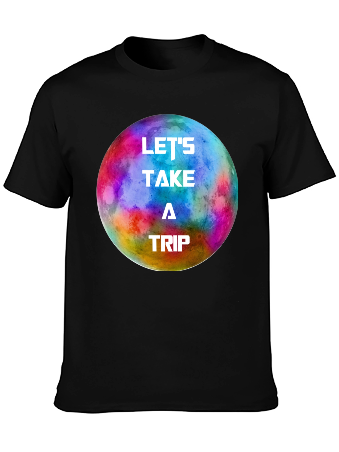 Black Let's Take a Trip Graphic Tee - Colorful Space Adventure view 3