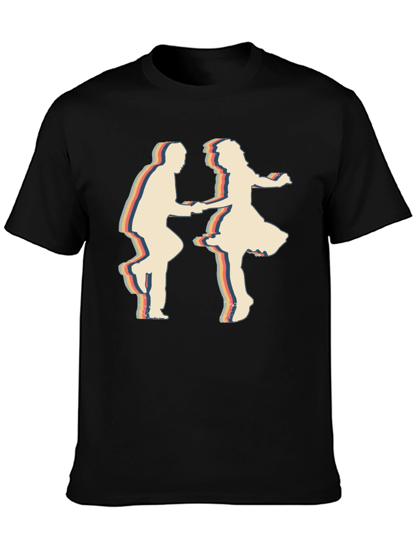 Black Retro Dance Silhouette T-Shirt view 3