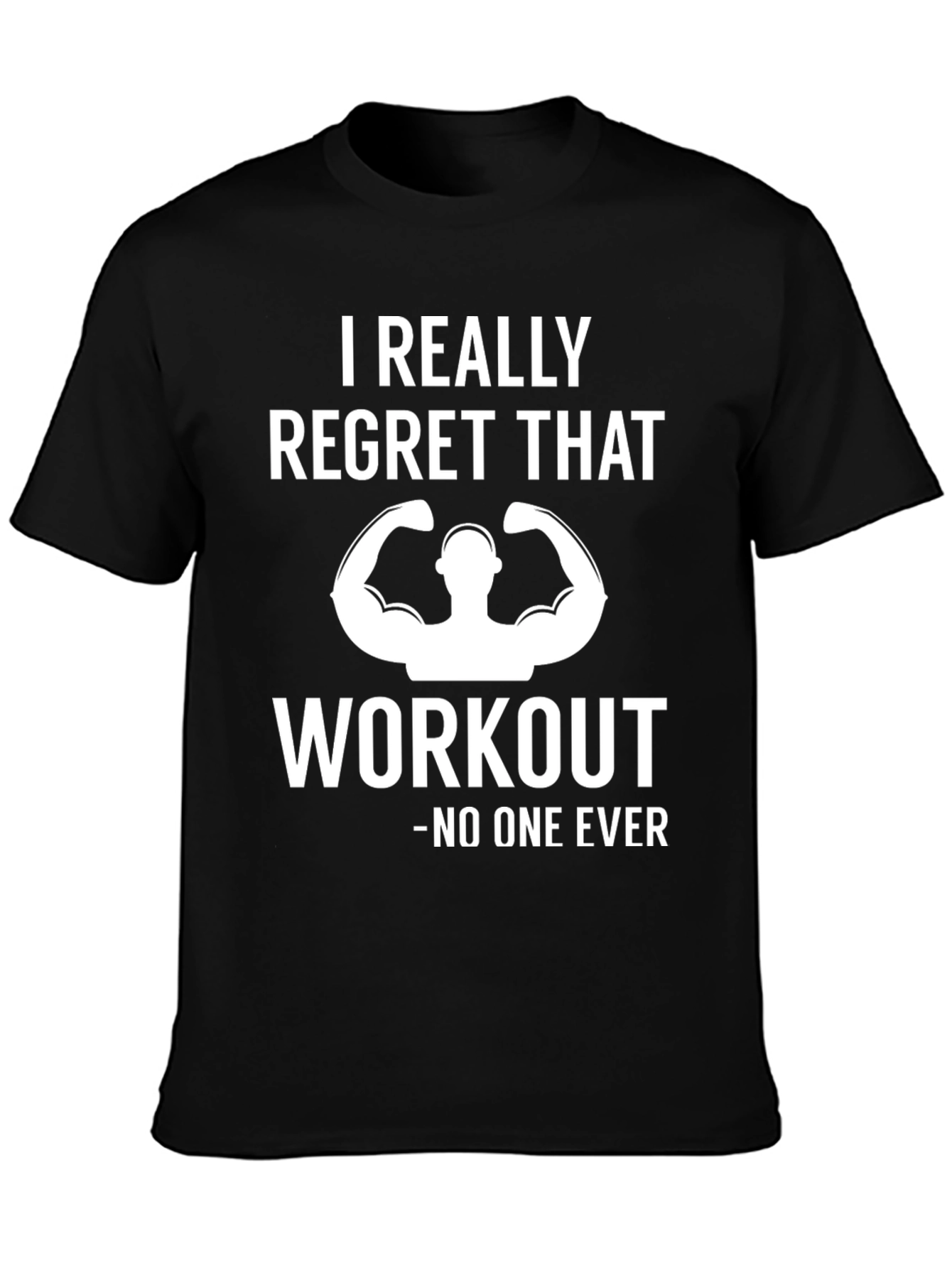 Black Funny Workout Gym T-Shirt - No Regrets view 3