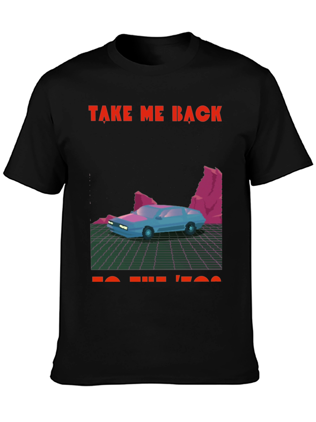 Black Retro 80s Car Graphic Tee view 3