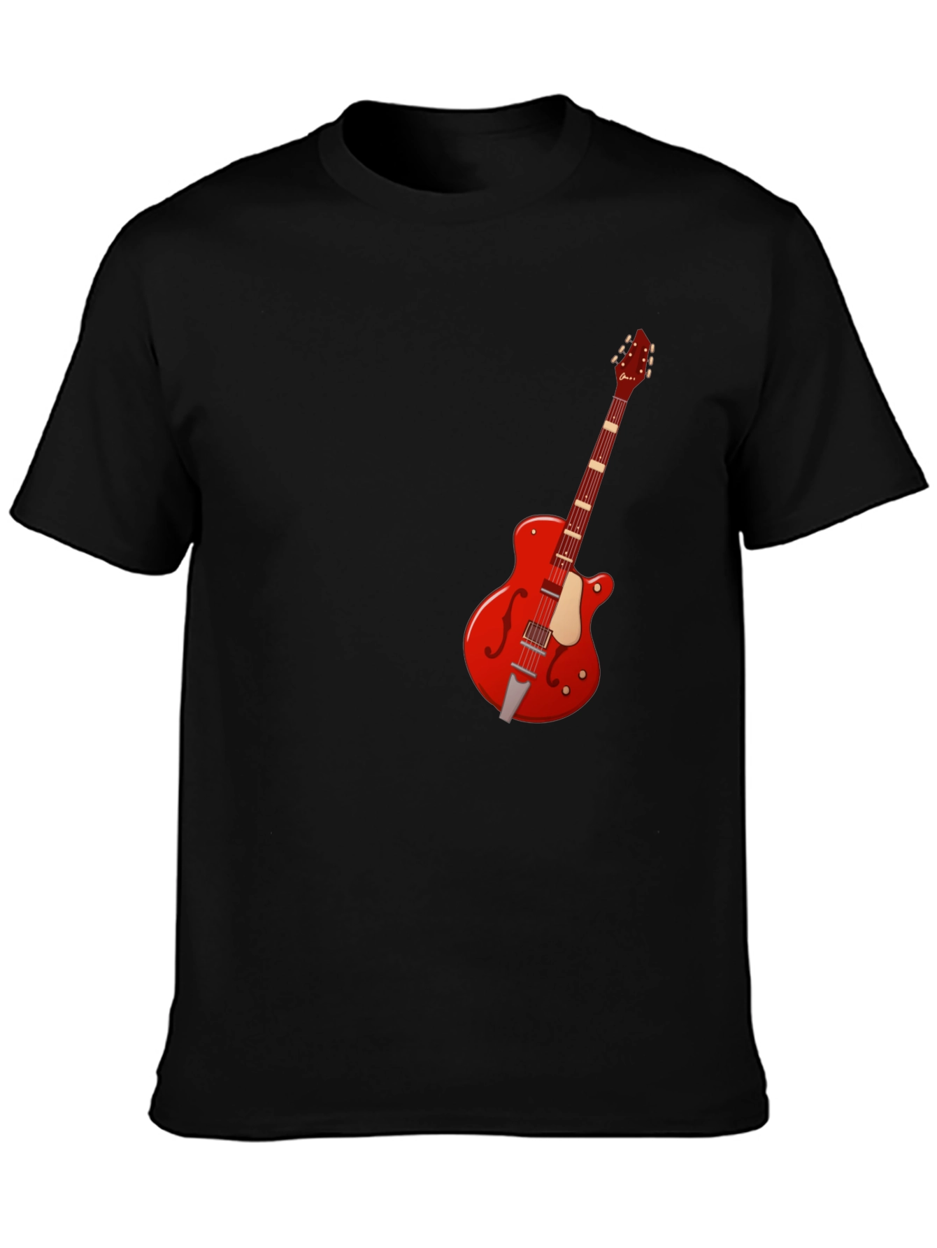 Black Guitar T-Shirt - Music Lover Tee view 3