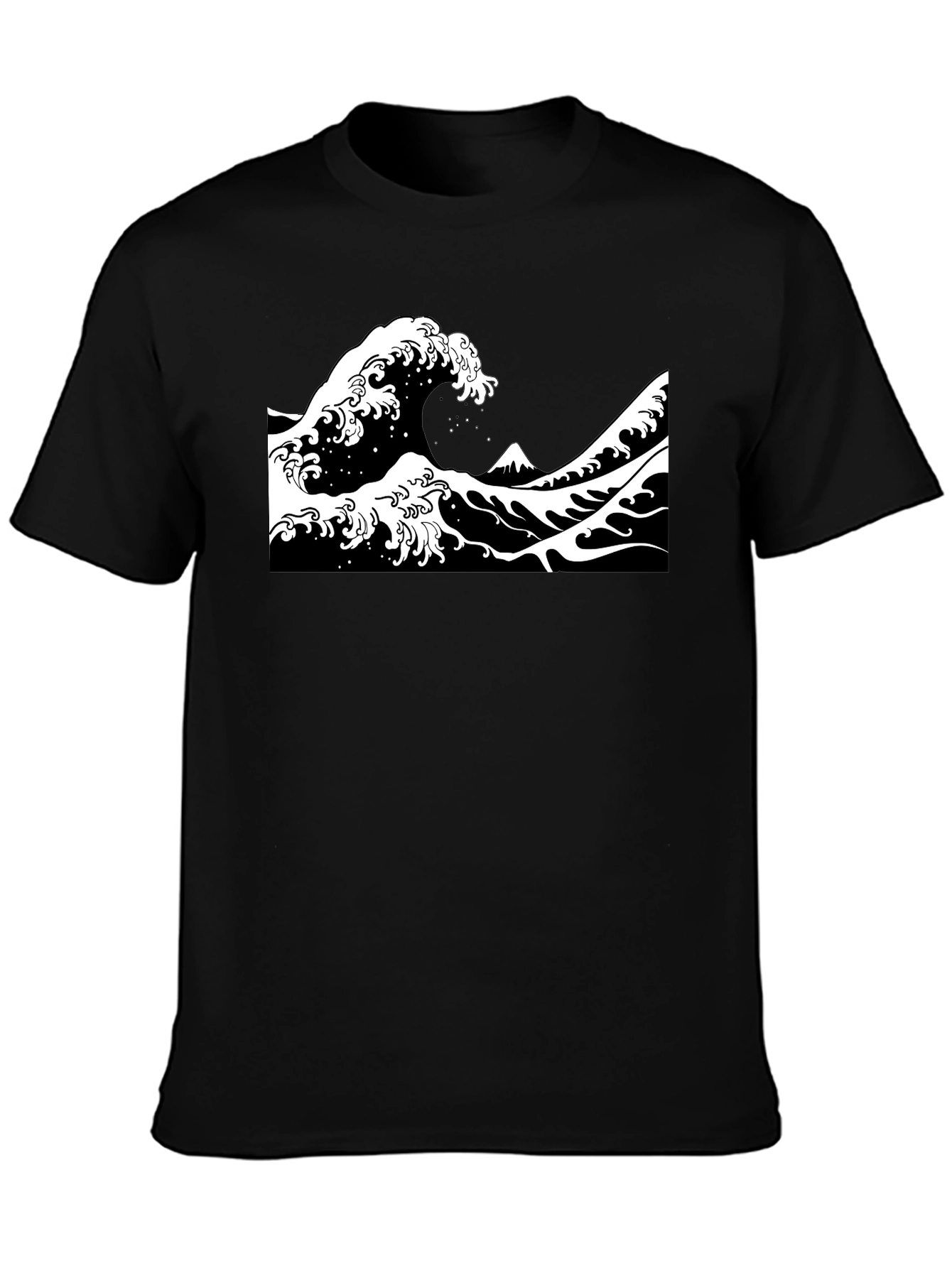 Black Great Wave Graphic Tee - Black view 3