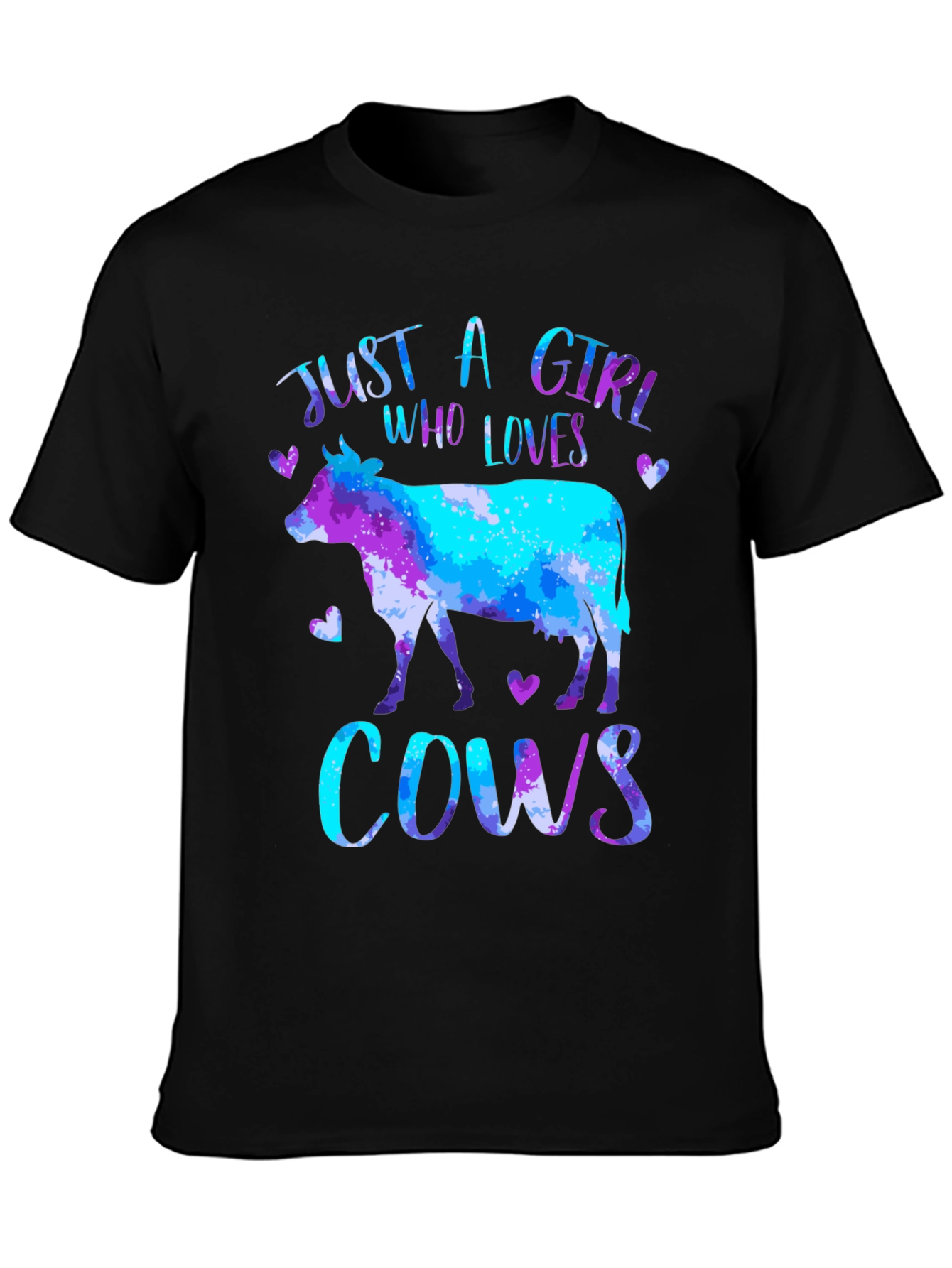 Black Just a Girl Who Loves Cows T-Shirt view 3