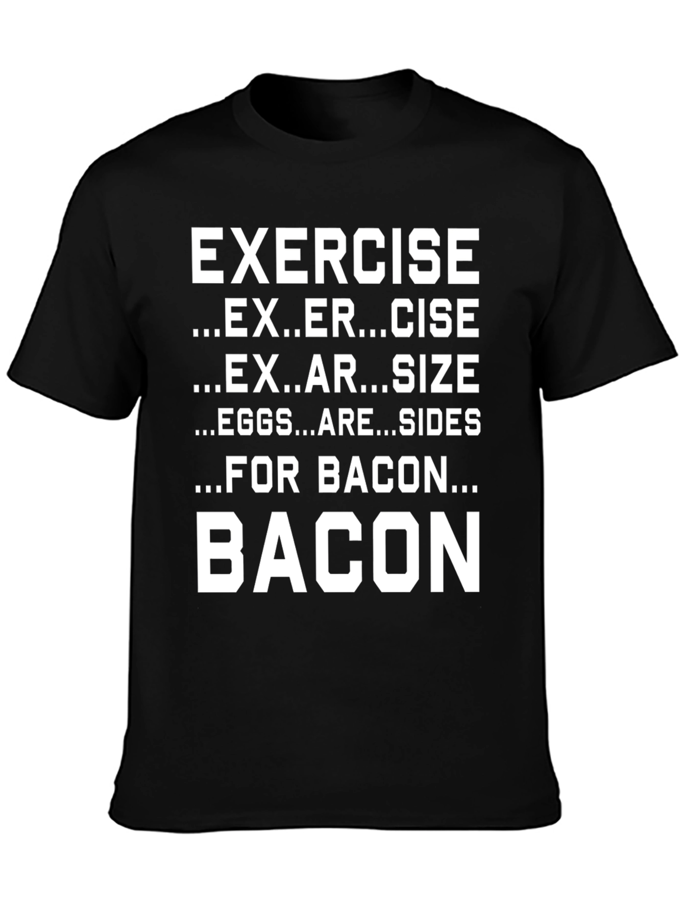 Black Funny Exercise Bacon T-Shirt view 3