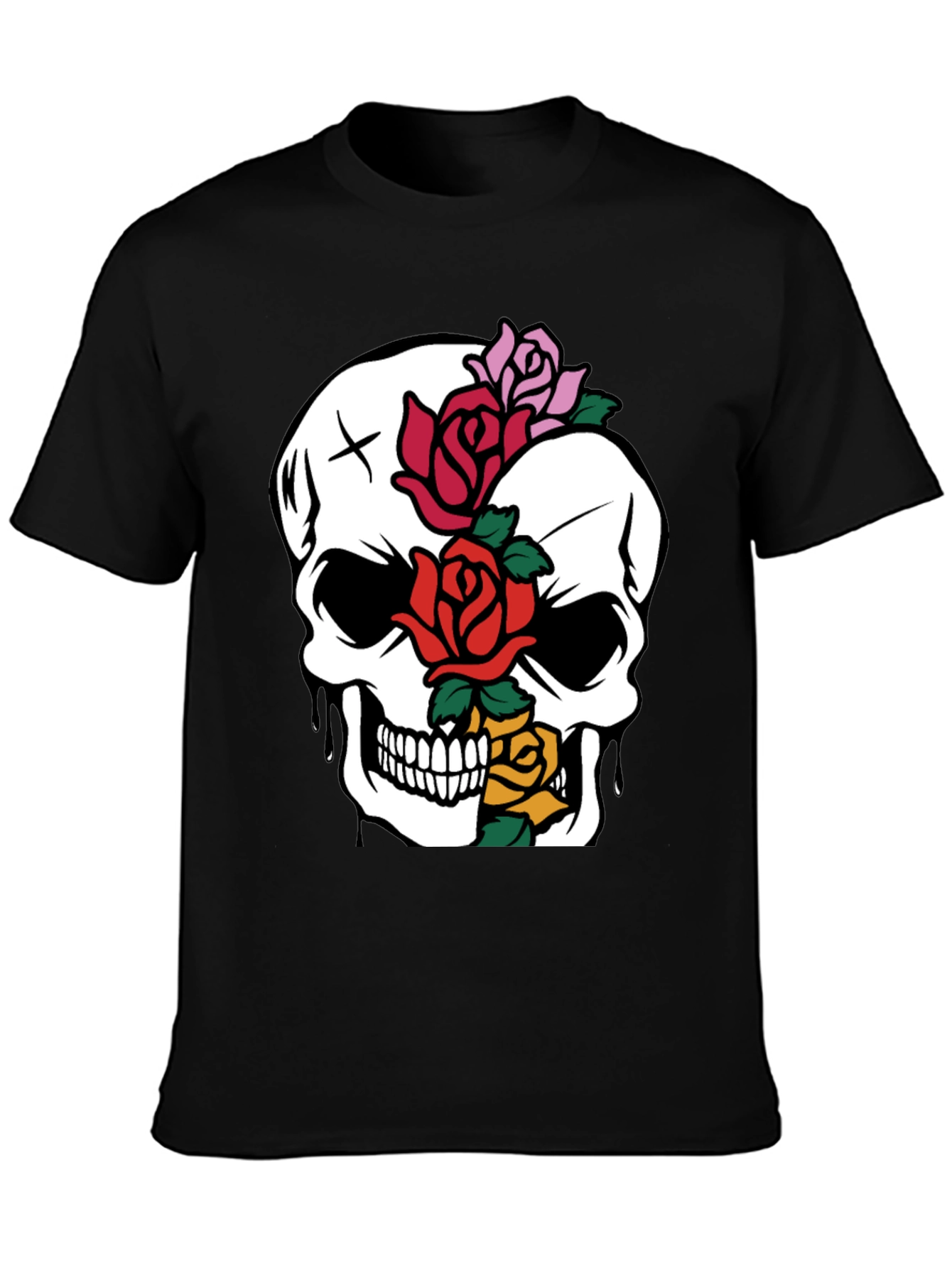 Black Skull & Roses Graphic Tee - Unique Style view 3