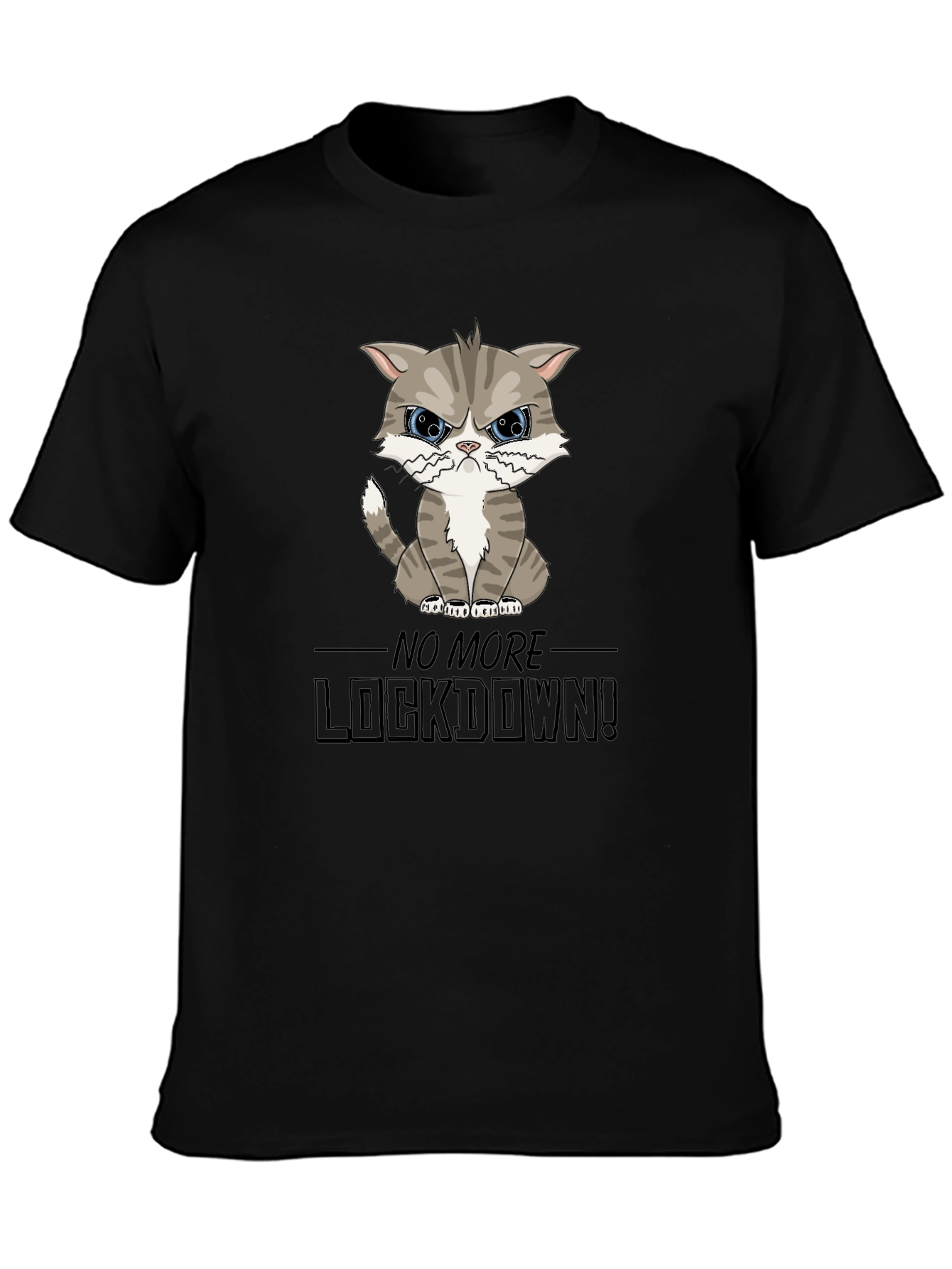 Black Grumpy Cat Lockdown T-Shirt view 3