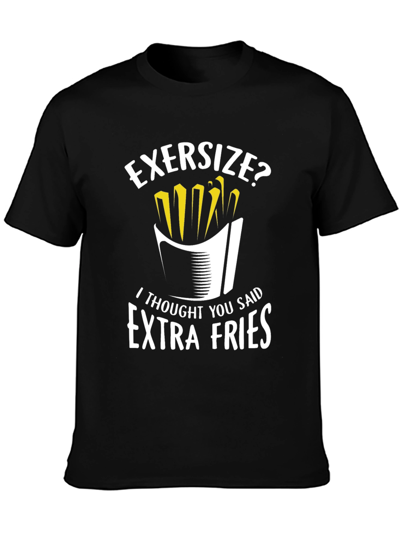 Black Funny 'Extra Fries' Graphic T-Shirt view 3