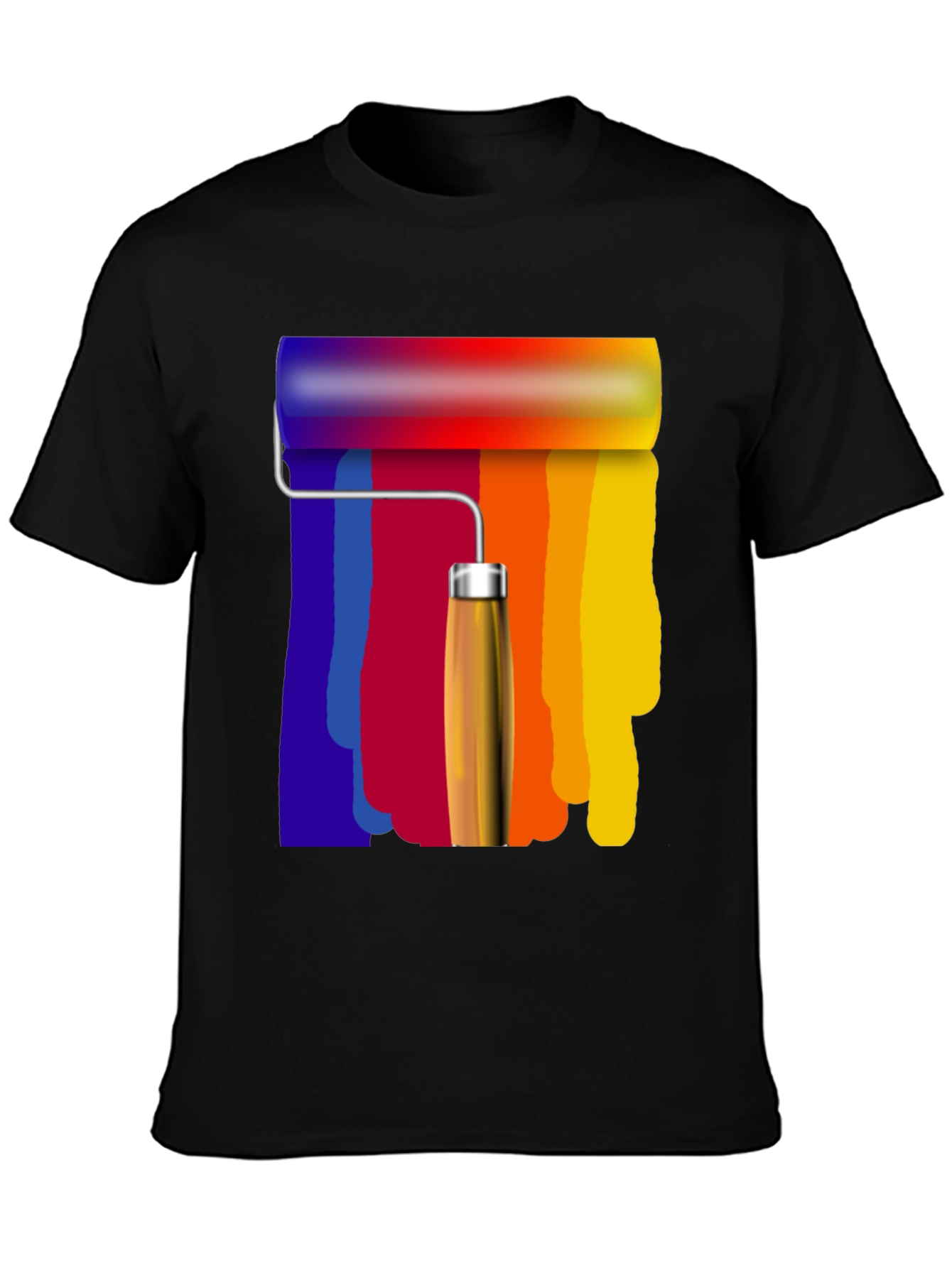 Black Colorful Paint Roller Graphic Tee - Artistic Design view 3