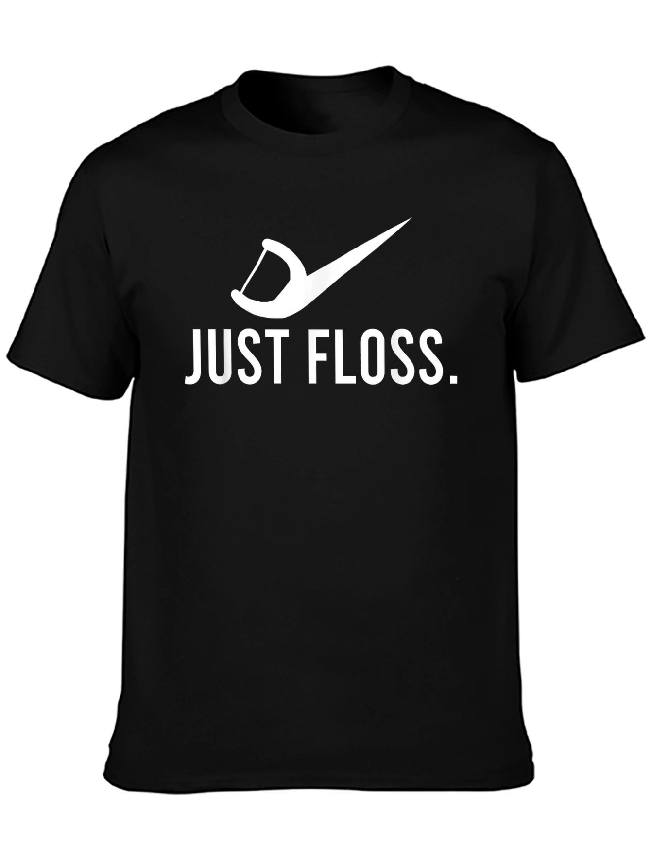 Black Just Floss T-Shirt Funny Dental Hygiene Tee view 3