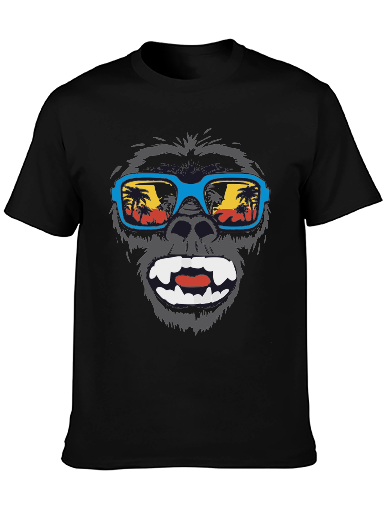 Black Cool Gorilla Beach T-Shirt - Summer Vibes view 3