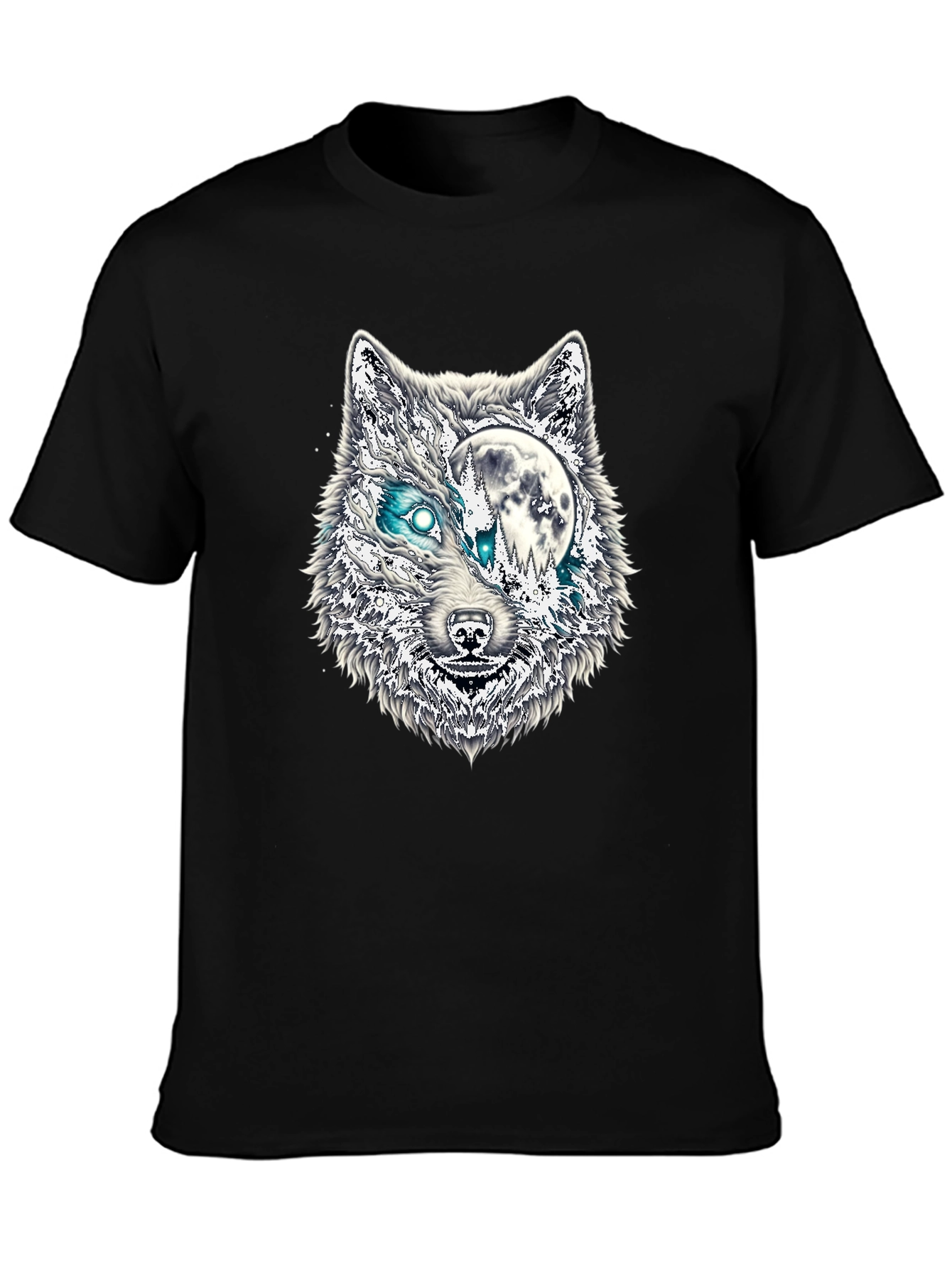 Black Wolf Moon Graphic T-Shirt - Black Cotton Blend view 3