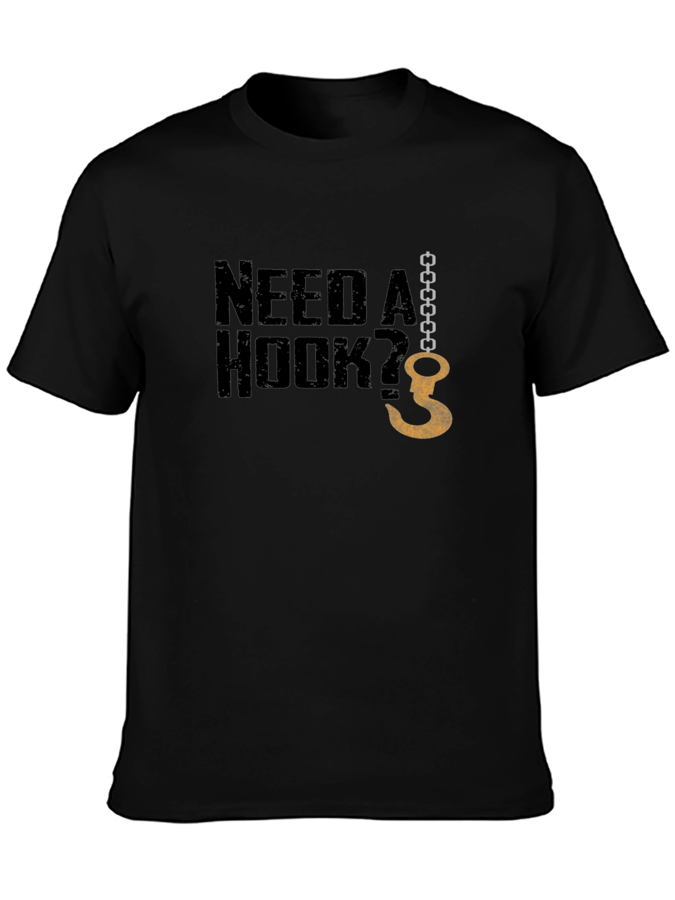 Black Need A Hook? Graphic Men's Black T-Shirt view 3
