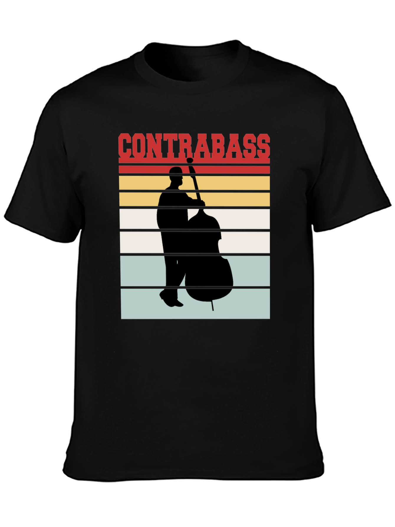 Black Contrabass Player Retro T-Shirt Music Lover Gift view 3