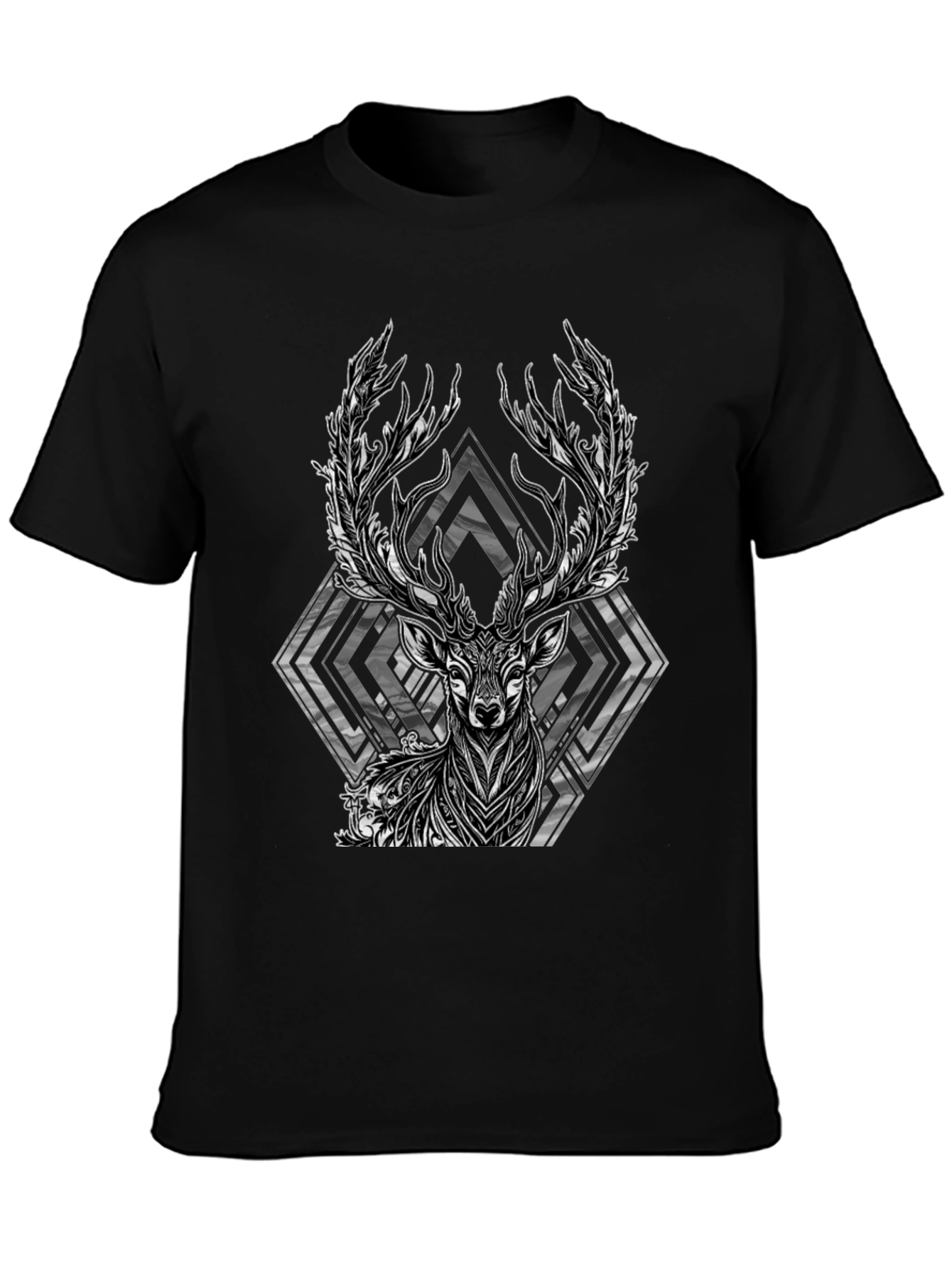 Black Mystic Stag Graphic Tee - Black Cotton Blend view 3