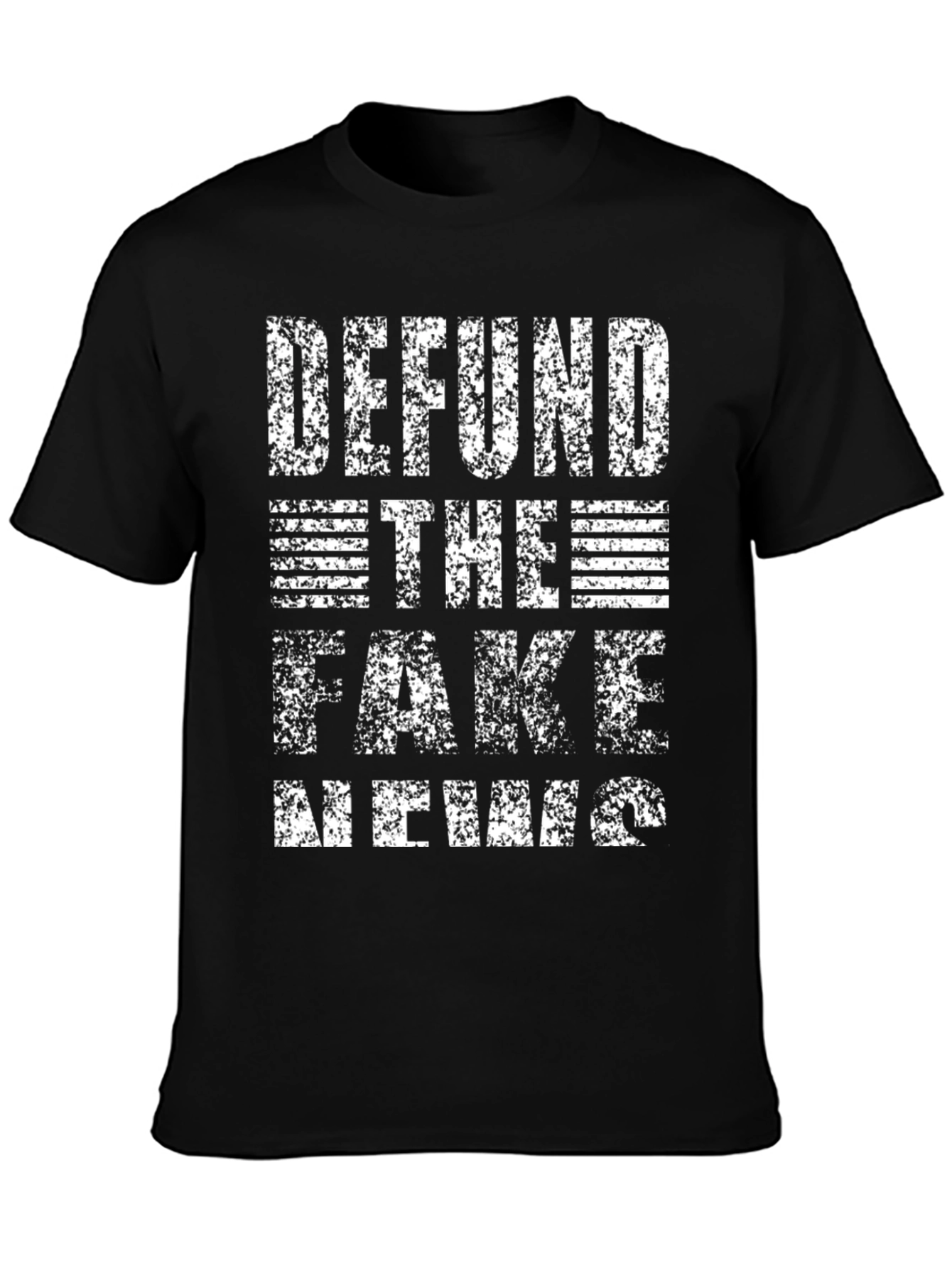 Black Defund the Fake News Graphic T-Shirt - Political Statement Tee view 3