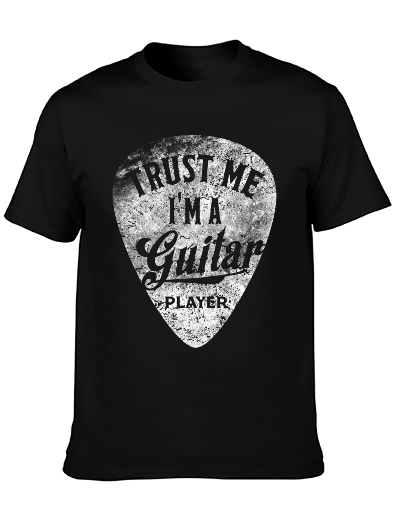 Black Trust Me Guitar Player Black Graphic T-Shirt view 3
