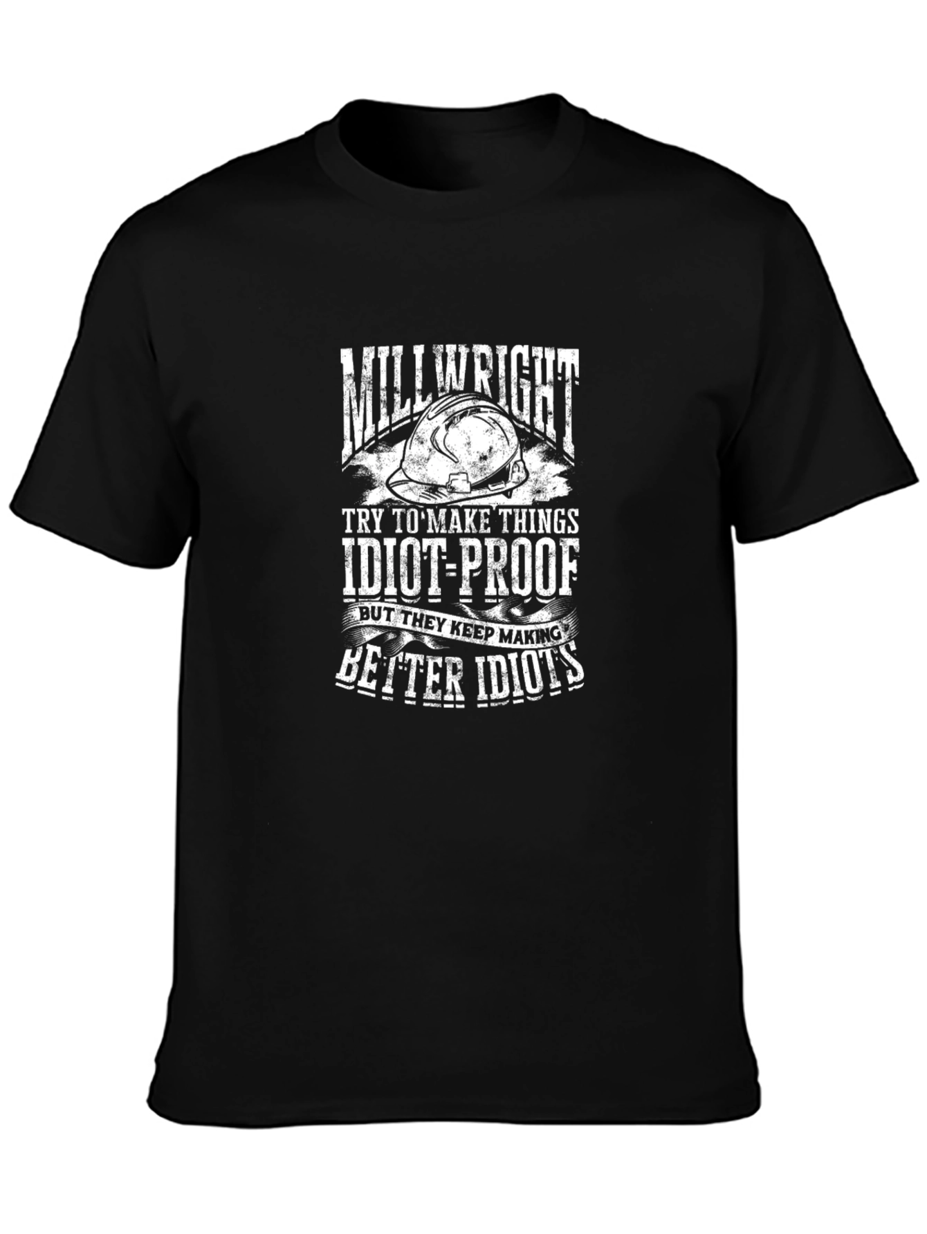 Black Millwright Idiot-Proof Black Graphic T-Shirt view 3