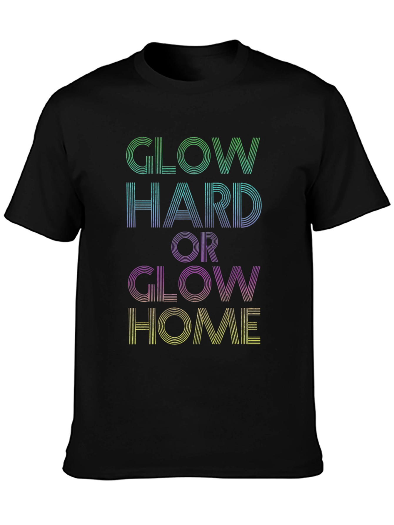 Black Glow Hard or Glow Home Graphic Tee view 3